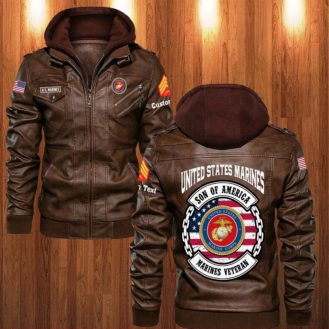 Premium Custom USMC Leather Jacket VPVC702242, Gifts For Marine Veteran, Gifts On Father's Day, Veterans Day.