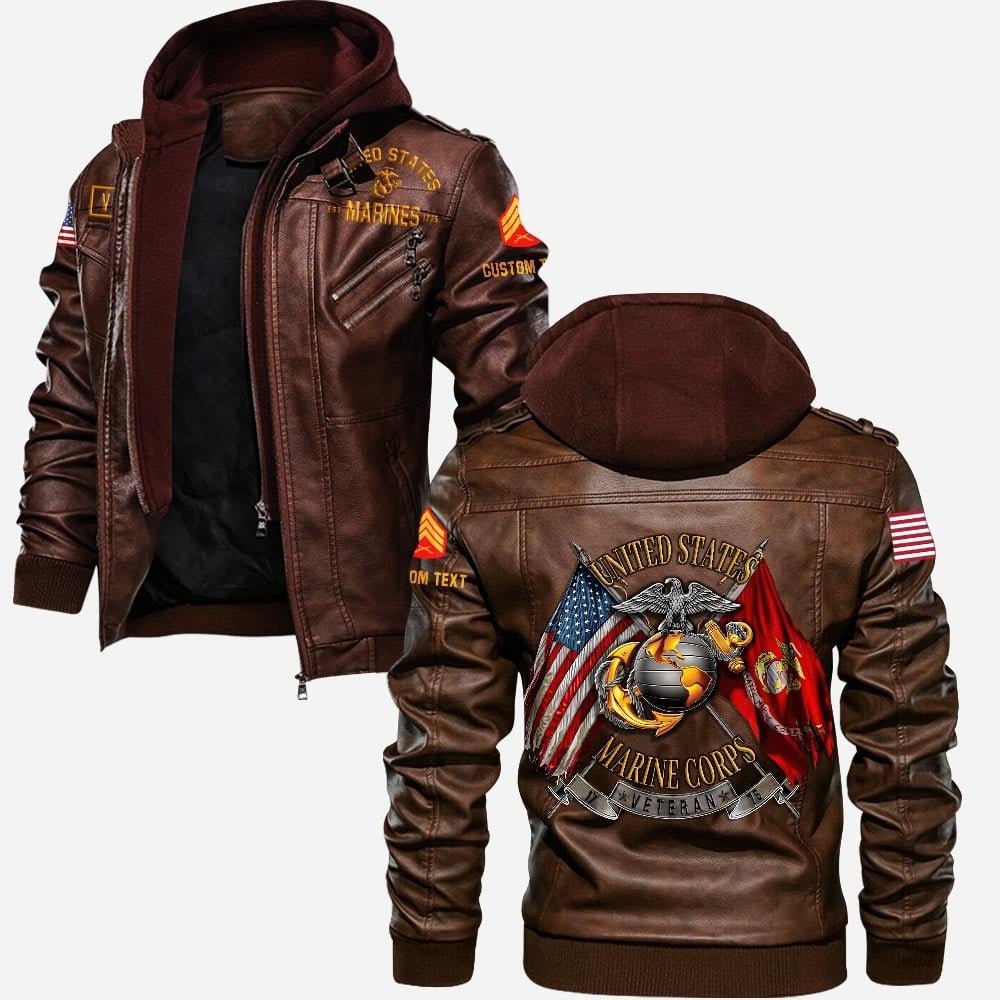 Premium Custom USMC Leather Jacket VPVC702246, Gifts For Marine Veteran, Gifts On Father's Day, Veterans Day.