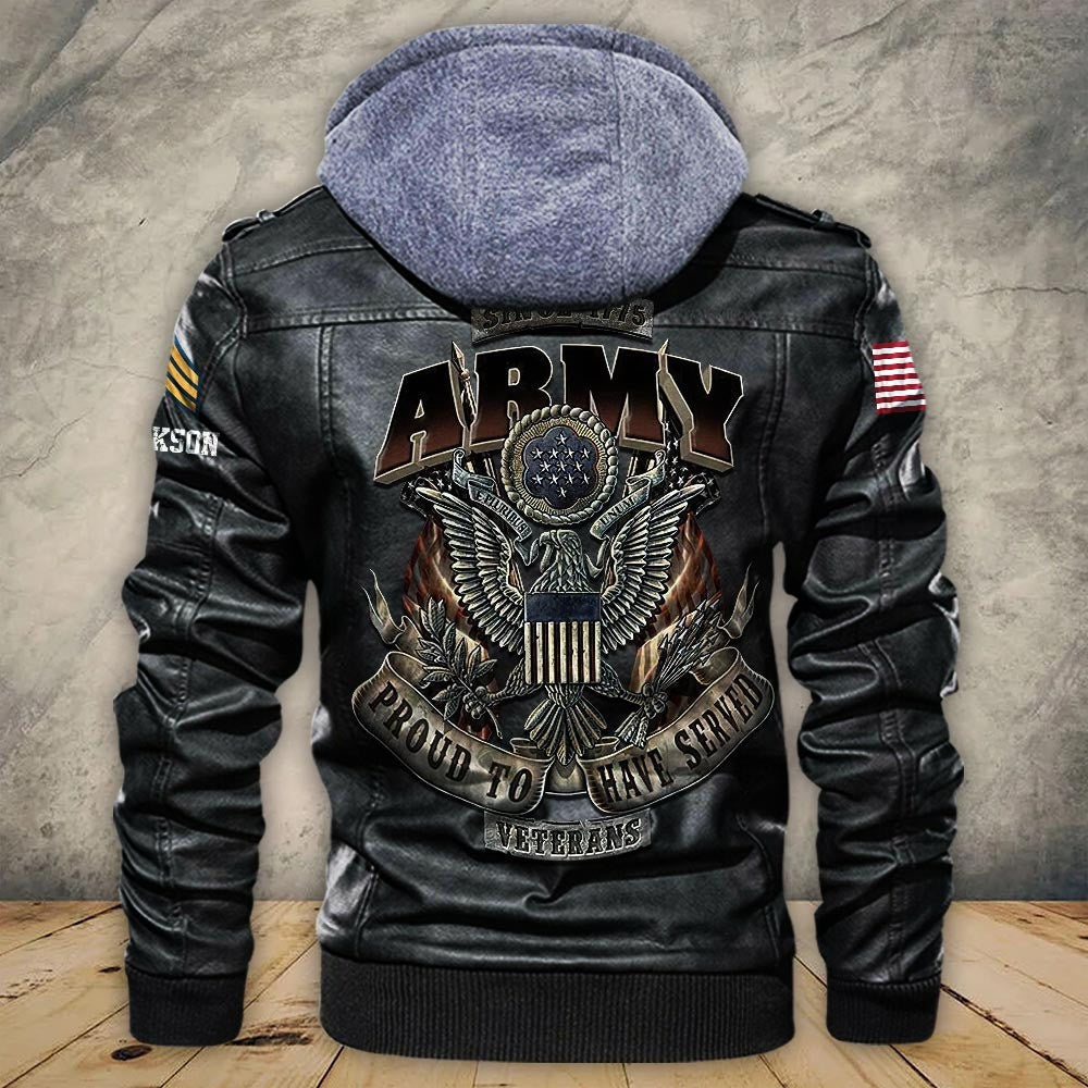 Premium Custom US Army Leather Jacket VPVC702247, Gifts For Army Veteran, Gifts On Father's Day, Veterans Day.