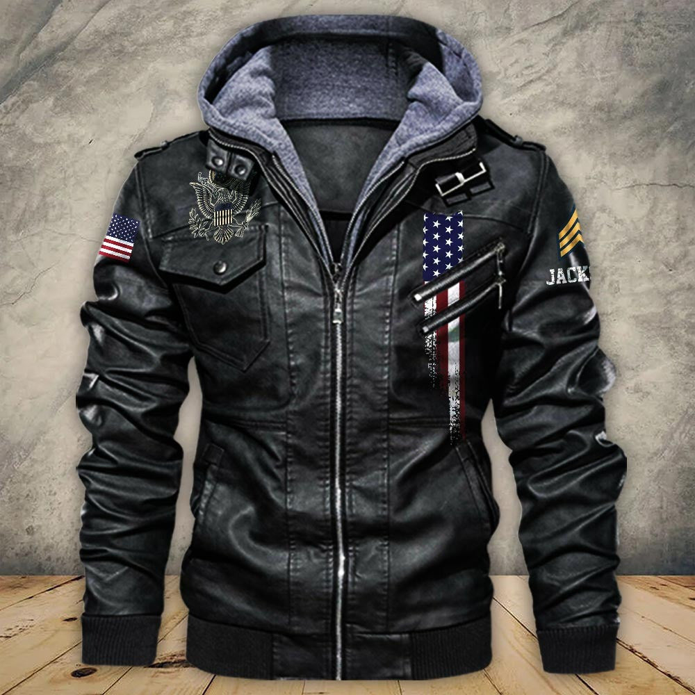 Premium Custom US Army Leather Jacket VPVC702247, Gifts For Army Veteran, Gifts On Father's Day, Veterans Day.