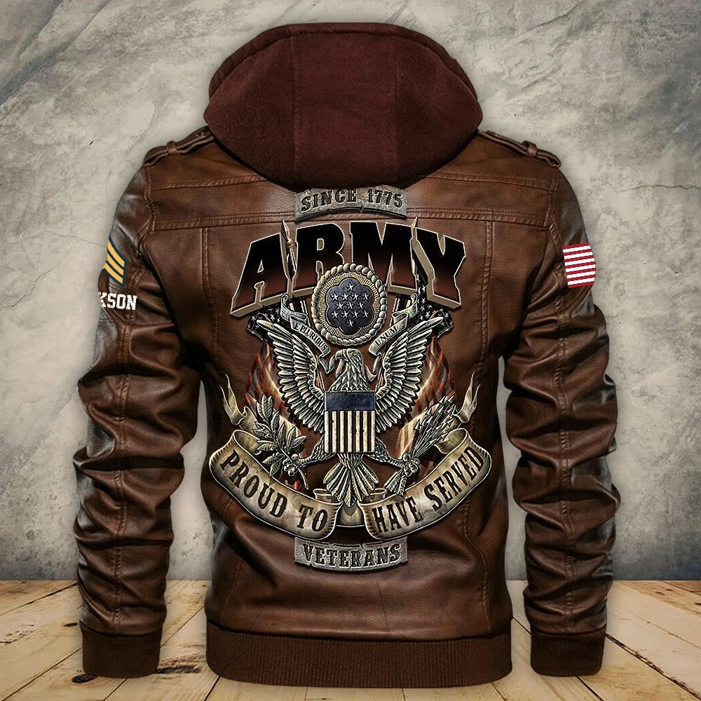 Premium Custom US Army Leather Jacket VPVC702248, Gifts For Army Veteran, Gifts On Father's Day, Veterans Day.