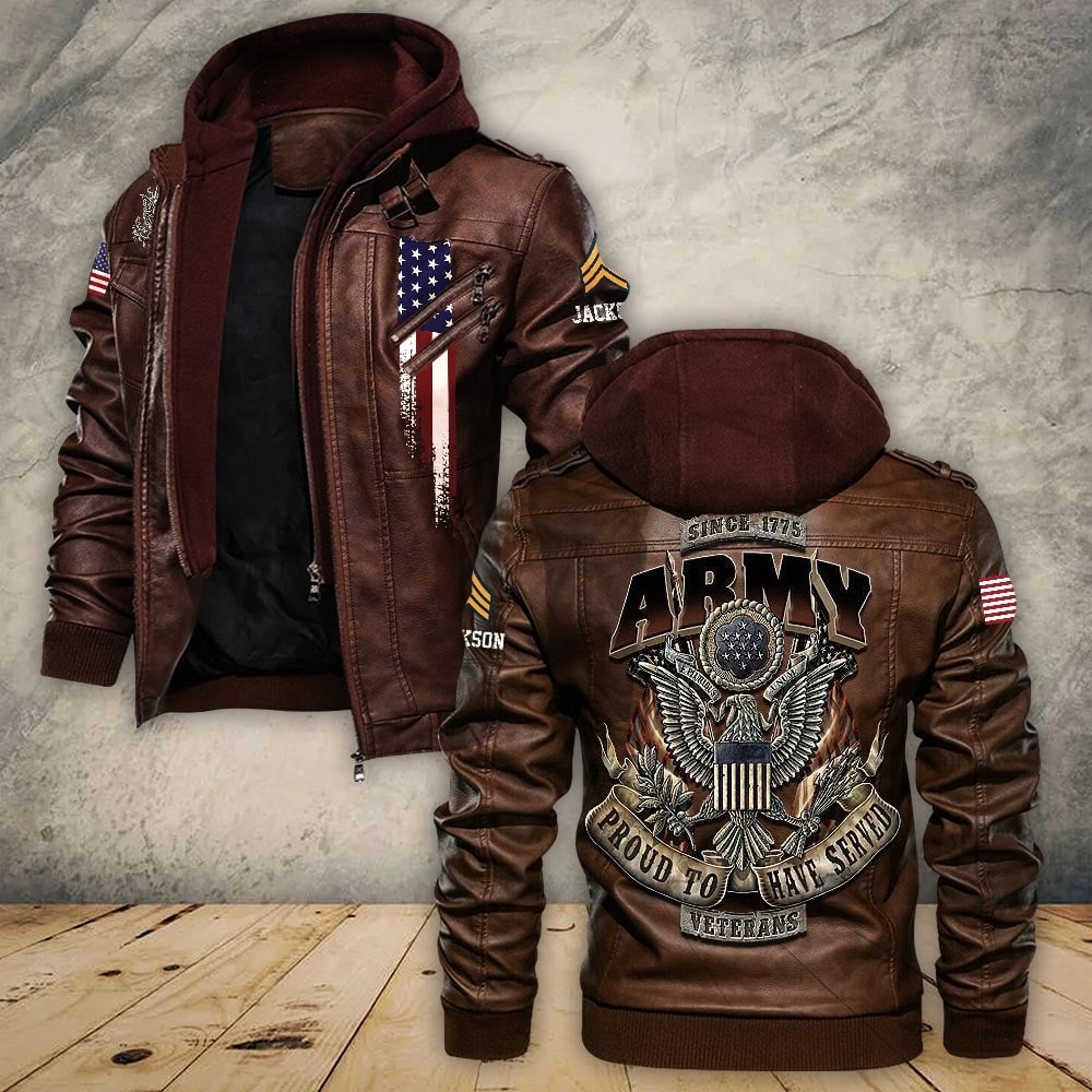 Premium Custom US Army Leather Jacket VPVC702248, Gifts For Army Veteran, Gifts On Father's Day, Veterans Day.
