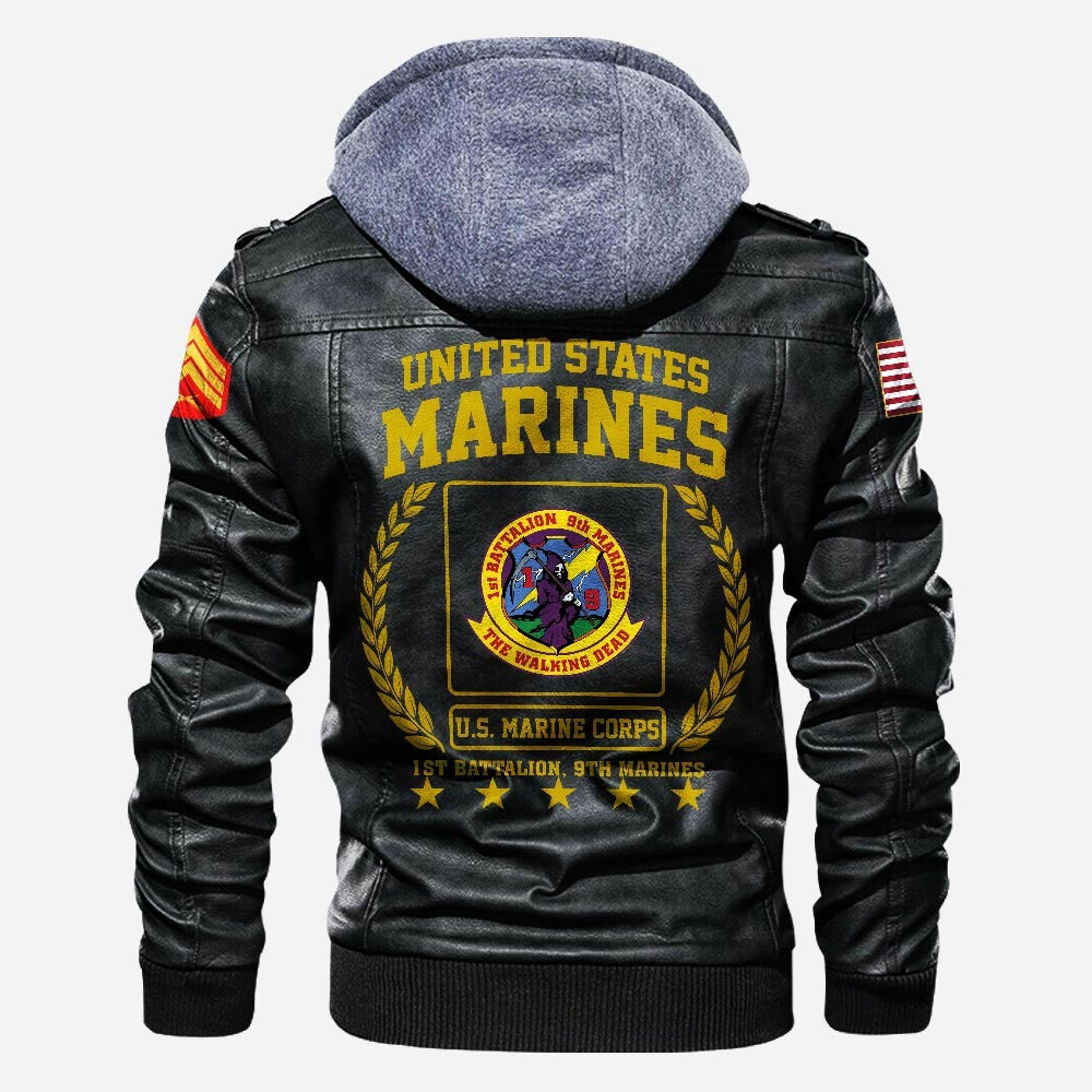 Premium Custom Unit USMC Leather Jacket VPVC702249, Gifts For Marine Veteran, Gifts On Father's Day, Veterans Day.