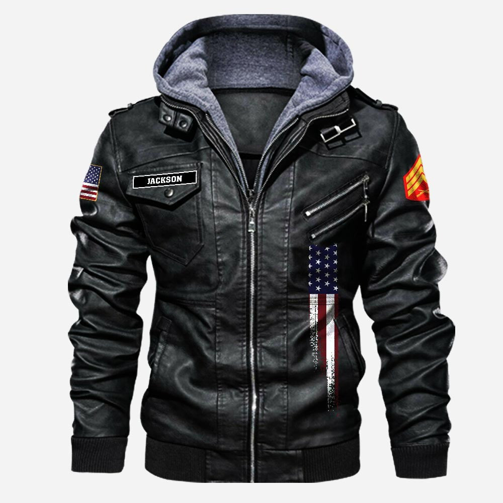 Premium Custom Unit USMC Leather Jacket VPVC702249, Gifts For Marine Veteran, Gifts On Father's Day, Veterans Day.