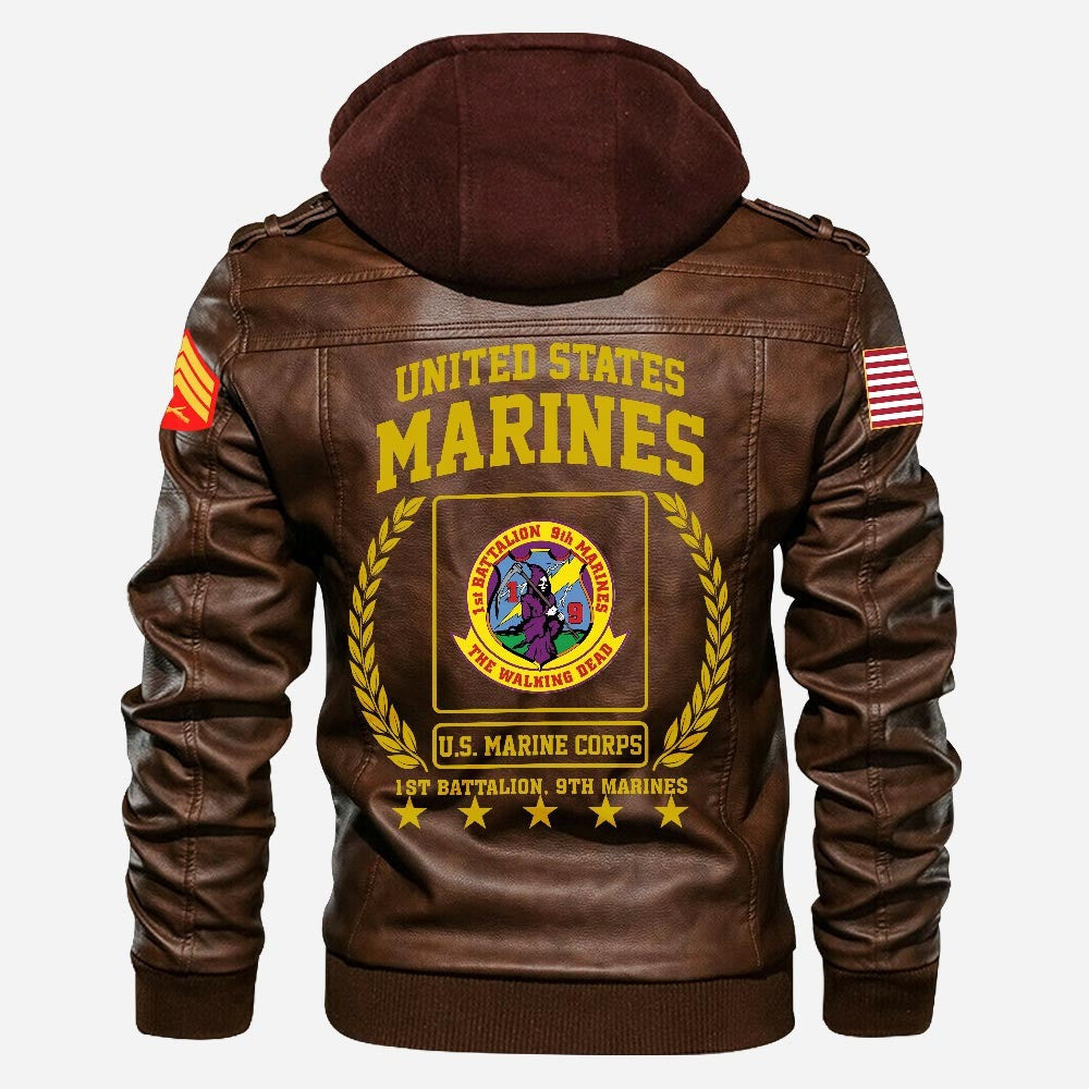 Premium Custom Unit USMC Leather Jacket VPVC702250, Gifts For Marine Veteran, Gifts On Father's Day, Veterans Day.