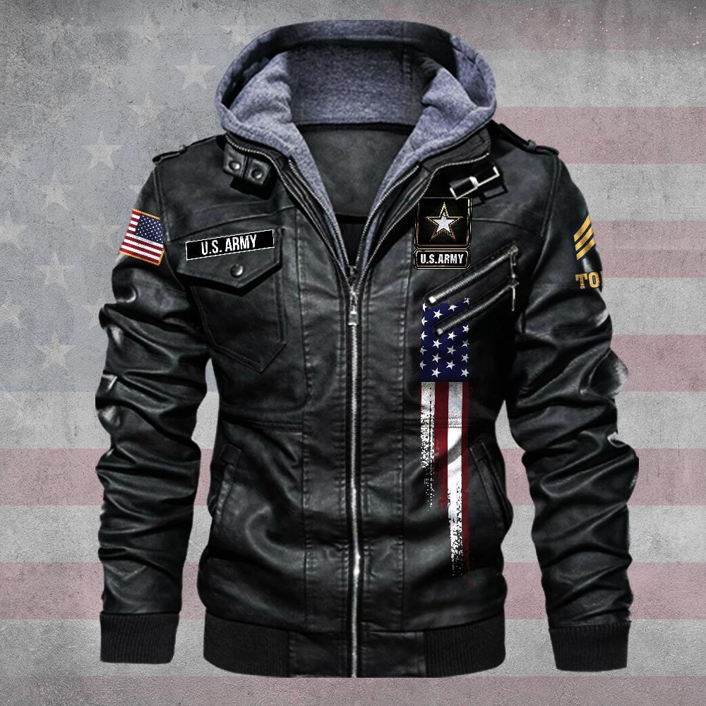 Premium Custom US Army Leather Jacket VPVC702251, Gifts For Army Veteran, Gifts On Father's Day, Veterans Day.