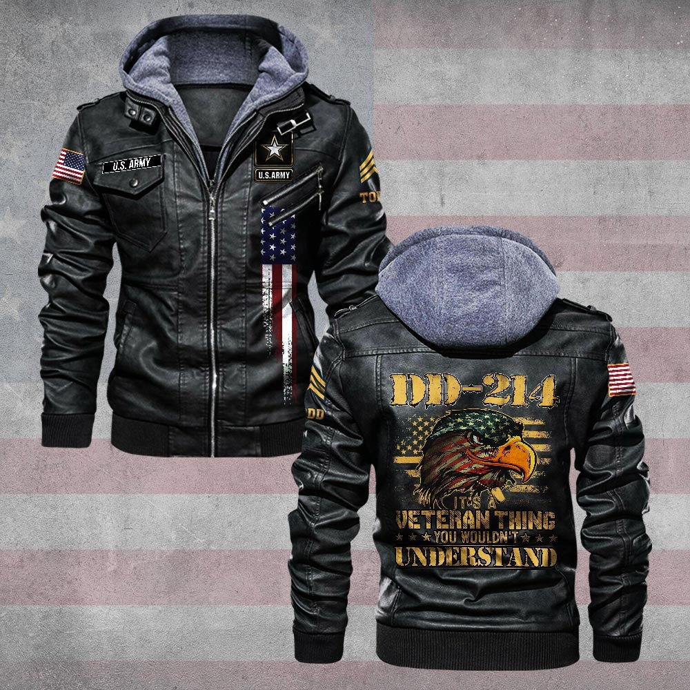Premium Custom US Army Leather Jacket VPVC702251, Gifts For Army Veteran, Gifts On Father's Day, Veterans Day.