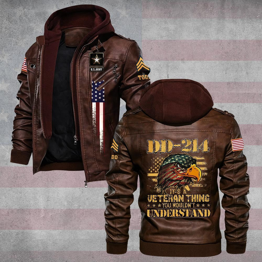 Premium Custom US Army Leather Jacket VPVC702252, Gifts For Army Veteran, Gifts On Father's Day, Veterans Day.