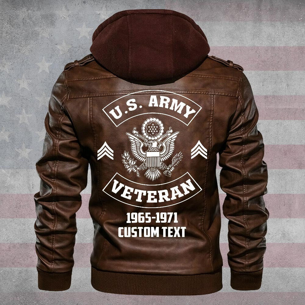 Premium Custom US Army Leather Jacket VPVC702254, Gifts For Army Veteran, Gifts On Father's Day, Veterans Day.