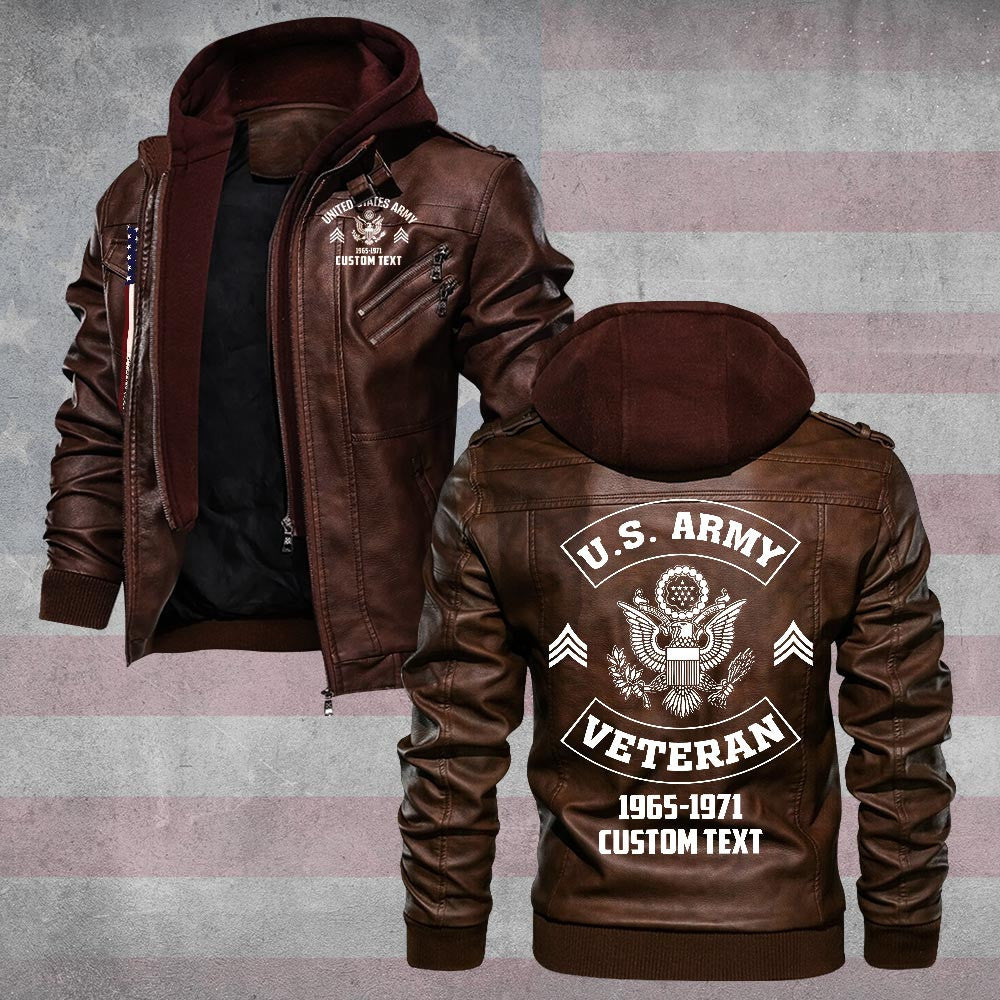 Premium Custom US Army Leather Jacket VPVC702254, Gifts For Army Veteran, Gifts On Father's Day, Veterans Day.
