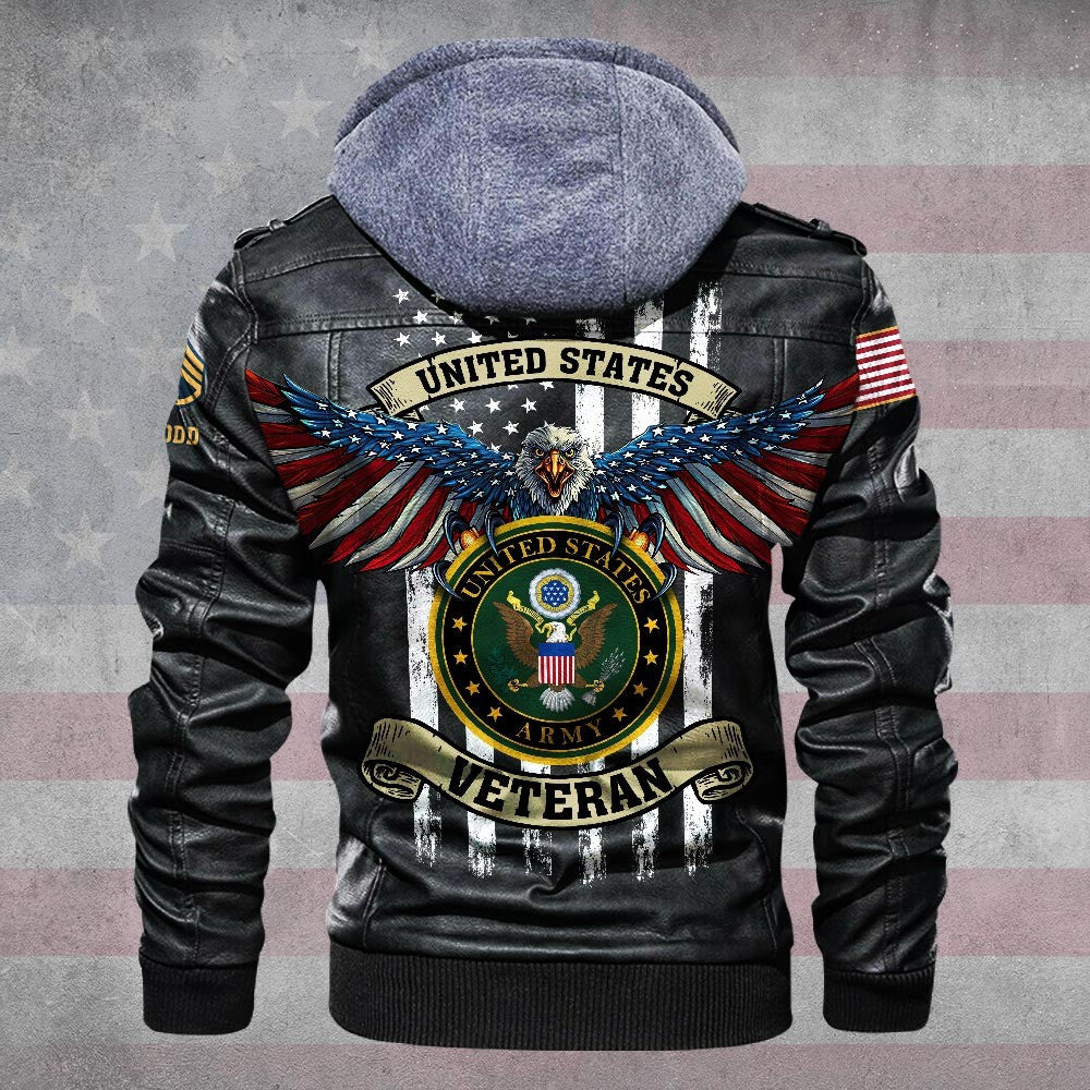 Premium Custom US Army Leather Jacket VPVC702255, Gifts For Army Veteran, Gifts On Father's Day, Veterans Day.