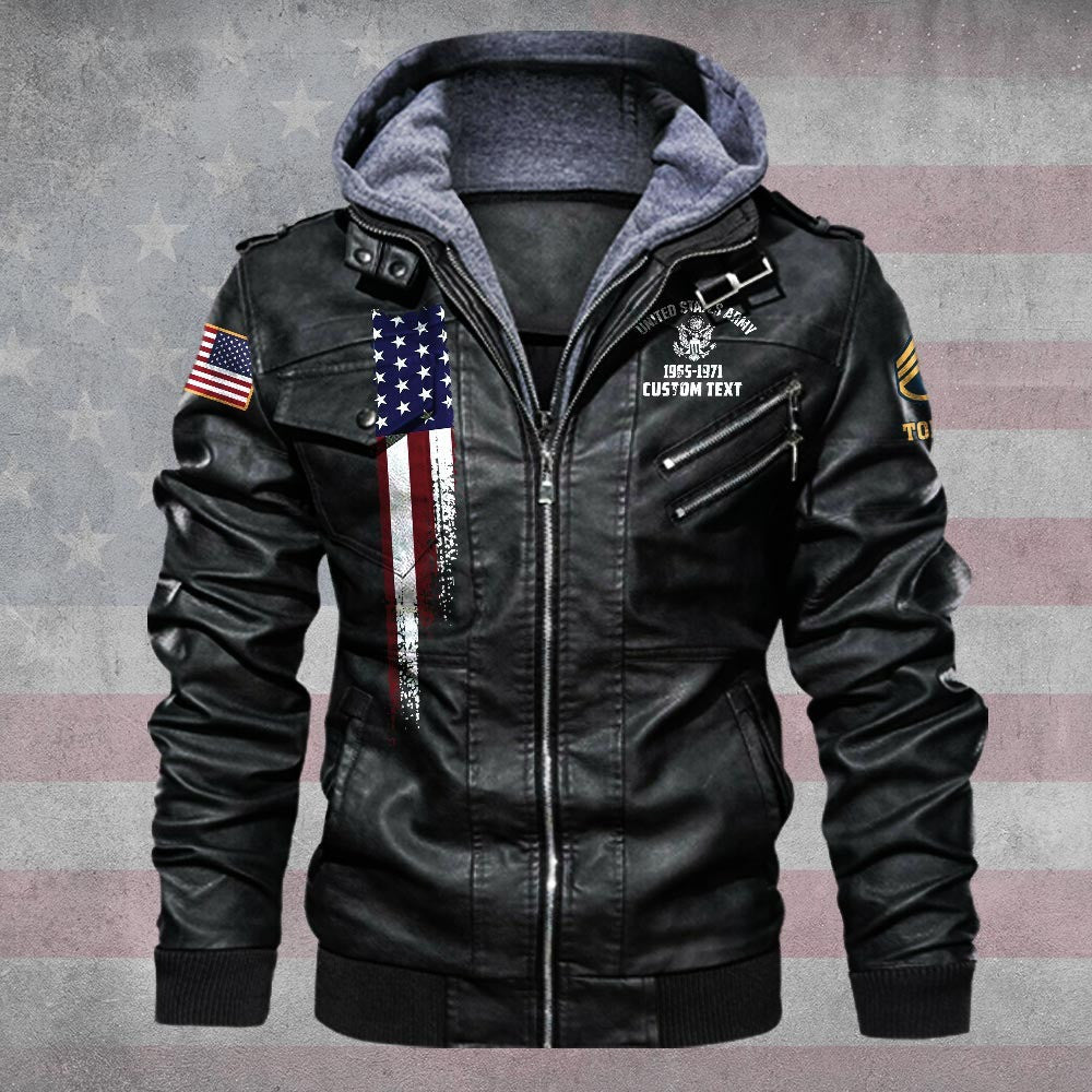 Premium Custom US Army Leather Jacket VPVC702255, Gifts For Army Veteran, Gifts On Father's Day, Veterans Day.