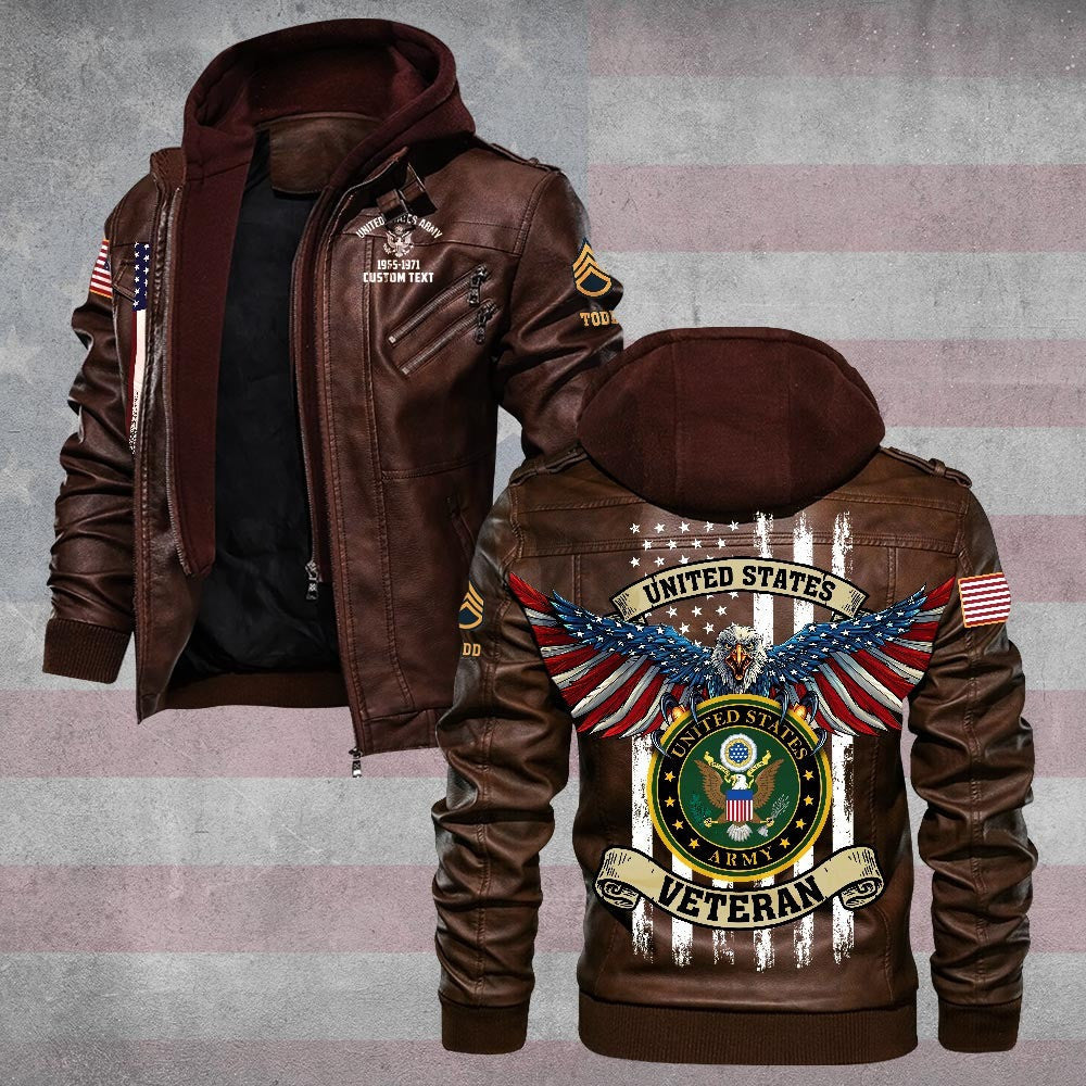 Premium Custom US Army Leather Jacket VPVC702256, Gifts For Army Veteran, Gifts On Father's Day, Veterans Day.