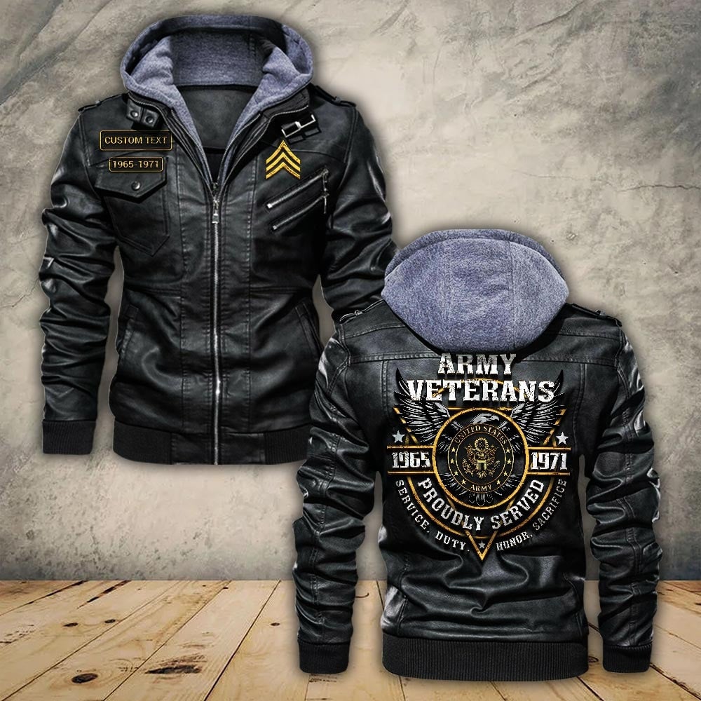 Premium Custom US Army Leather Jacket VPVC702257, Gifts For Army Veteran, Gifts On Father's Day, Veterans Day.