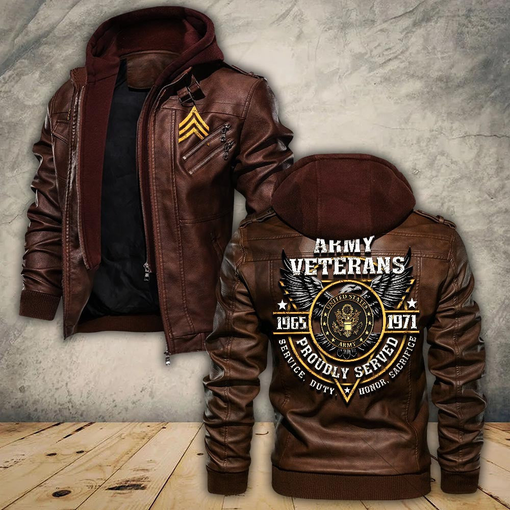 Premium Custom US Army Leather Jacket VPVC702258, Gifts For Army Veteran, Gifts On Father's Day, Veterans Day.