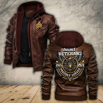 Premium Custom US Army Leather Jacket VPVC702258, Gifts For Army Veteran, Gifts On Father's Day, Veterans Day.