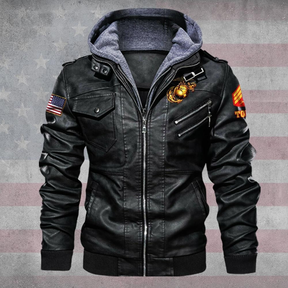 Premium Custom USMC Leather Jacket VPVC702259, Gifts For Marine Veteran, Gifts On Father's Day, Veterans Day.