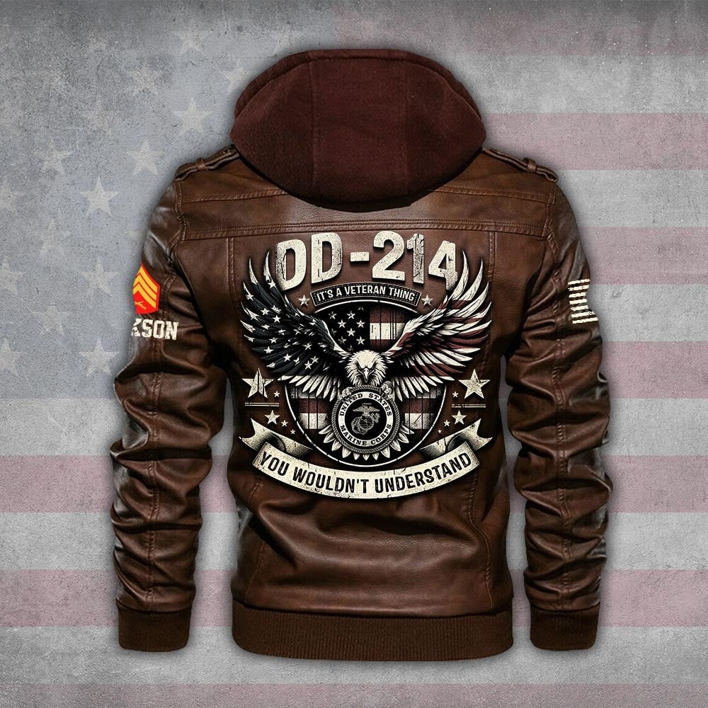 Premium Custom USMC Leather Jacket VPVC702262, Gifts For Marine Veteran, Gifts On Father's Day, Veterans Day.