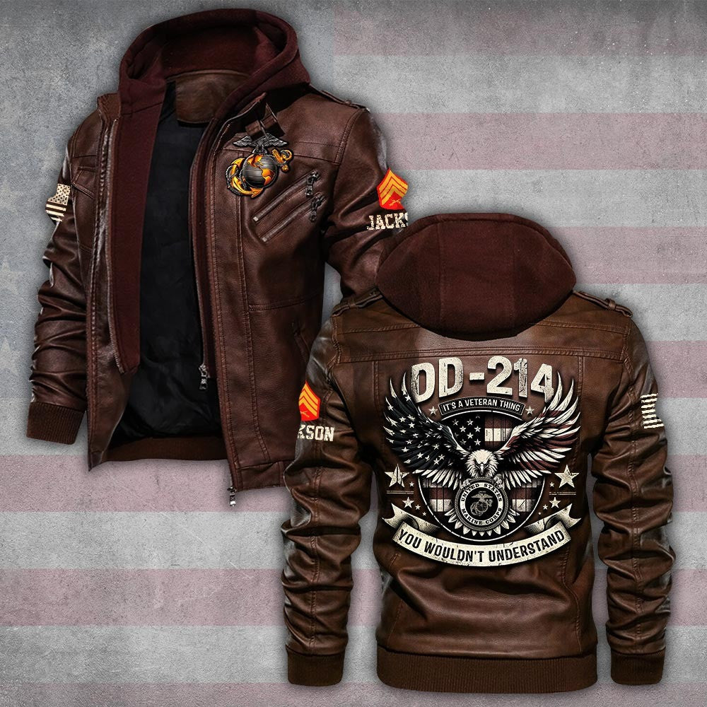 Premium Custom USMC Leather Jacket VPVC702262, Gifts For Marine Veteran, Gifts On Father's Day, Veterans Day.