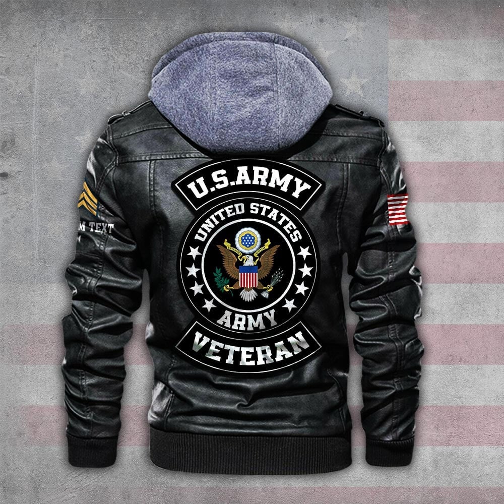 Premium Custom US Army Leather Jacket VPVC702263, Gifts For Army Veteran, Gifts On Father's Day, Veterans Day.