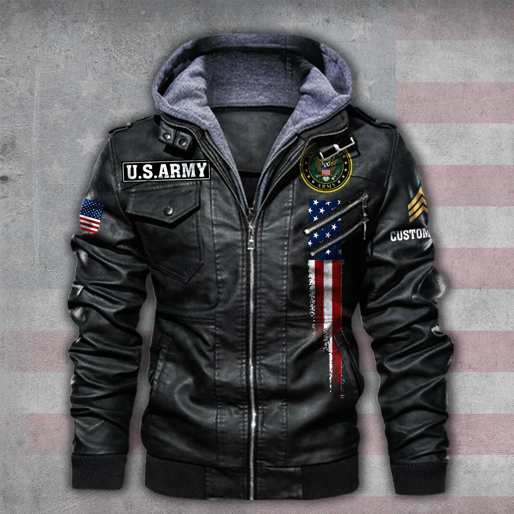 Premium Custom US Army Leather Jacket VPVC702263, Gifts For Army Veteran, Gifts On Father's Day, Veterans Day.