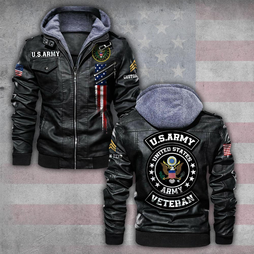 Premium Custom US Army Leather Jacket VPVC702263, Gifts For Army Veteran, Gifts On Father's Day, Veterans Day.