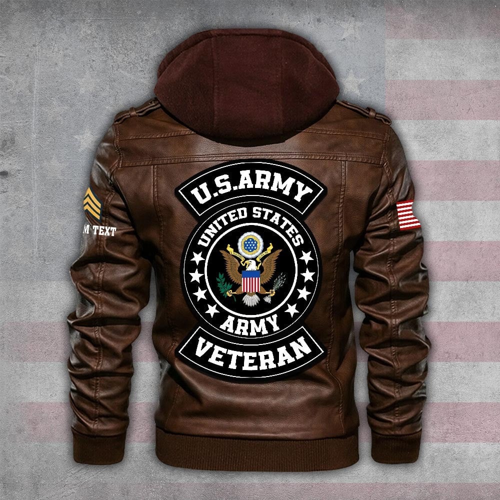Premium Custom US Army Leather Jacket VPVC702264, Gifts For Army Veteran, Gifts On Father's Day, Veterans Day.