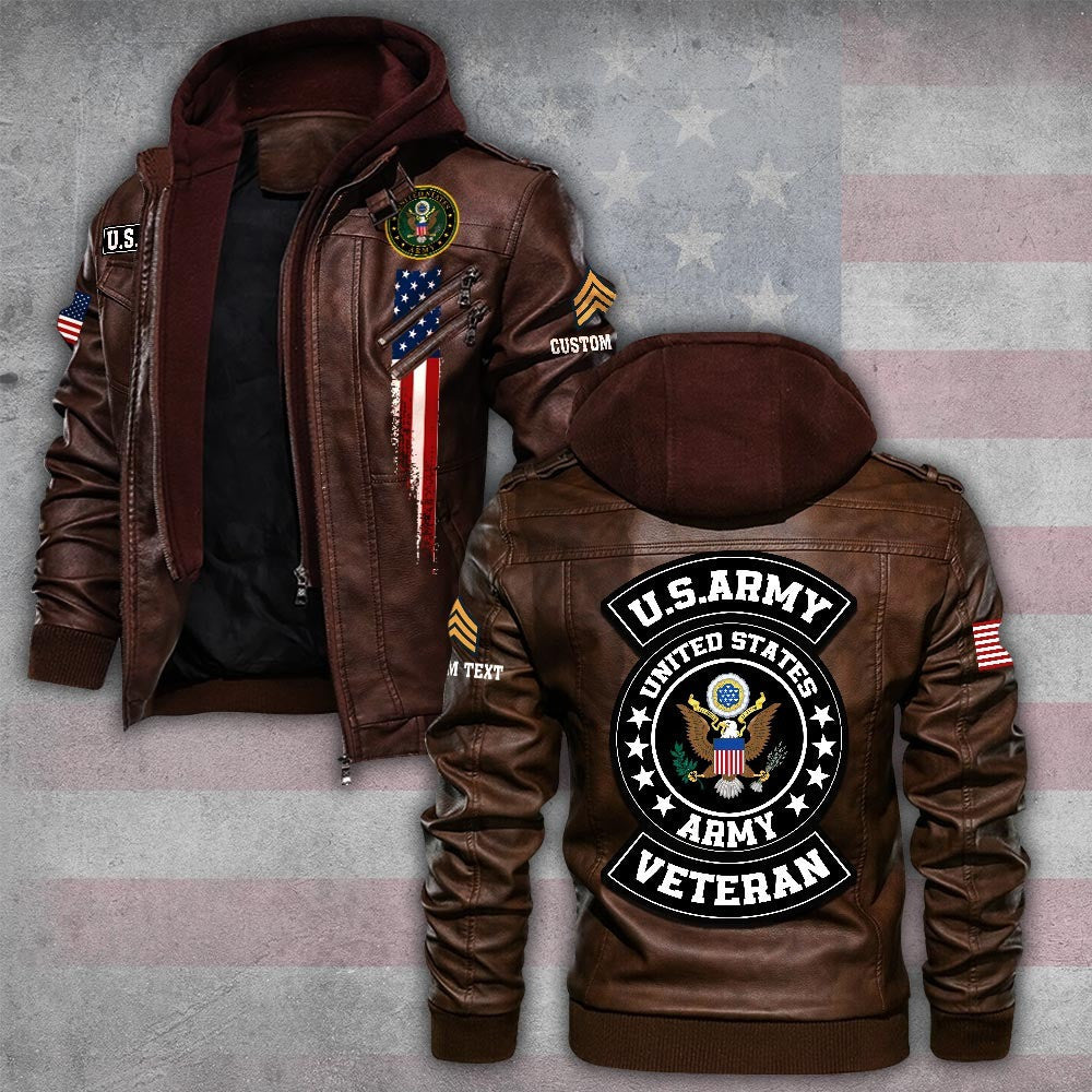 Premium Custom US Army Leather Jacket VPVC702264, Gifts For Army Veteran, Gifts On Father's Day, Veterans Day.