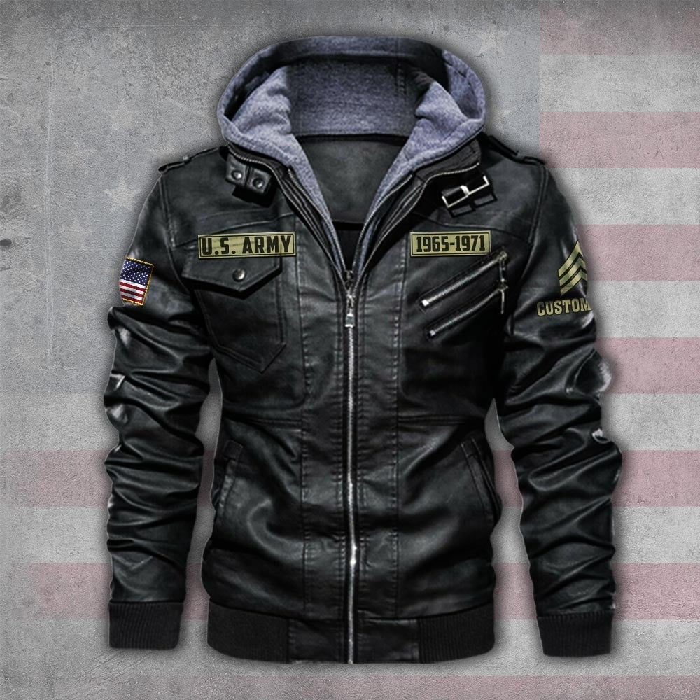 Premium Custom US Army Leather Jacket VPVC702265, Gifts For Army Veteran, Gifts On Father's Day, Veterans Day.