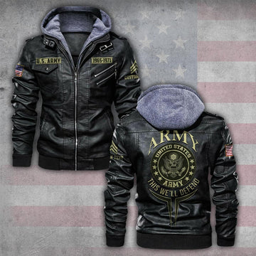 Premium Custom US Army Leather Jacket VPVC702265, Gifts For Army Veteran, Gifts On Father's Day, Veterans Day.