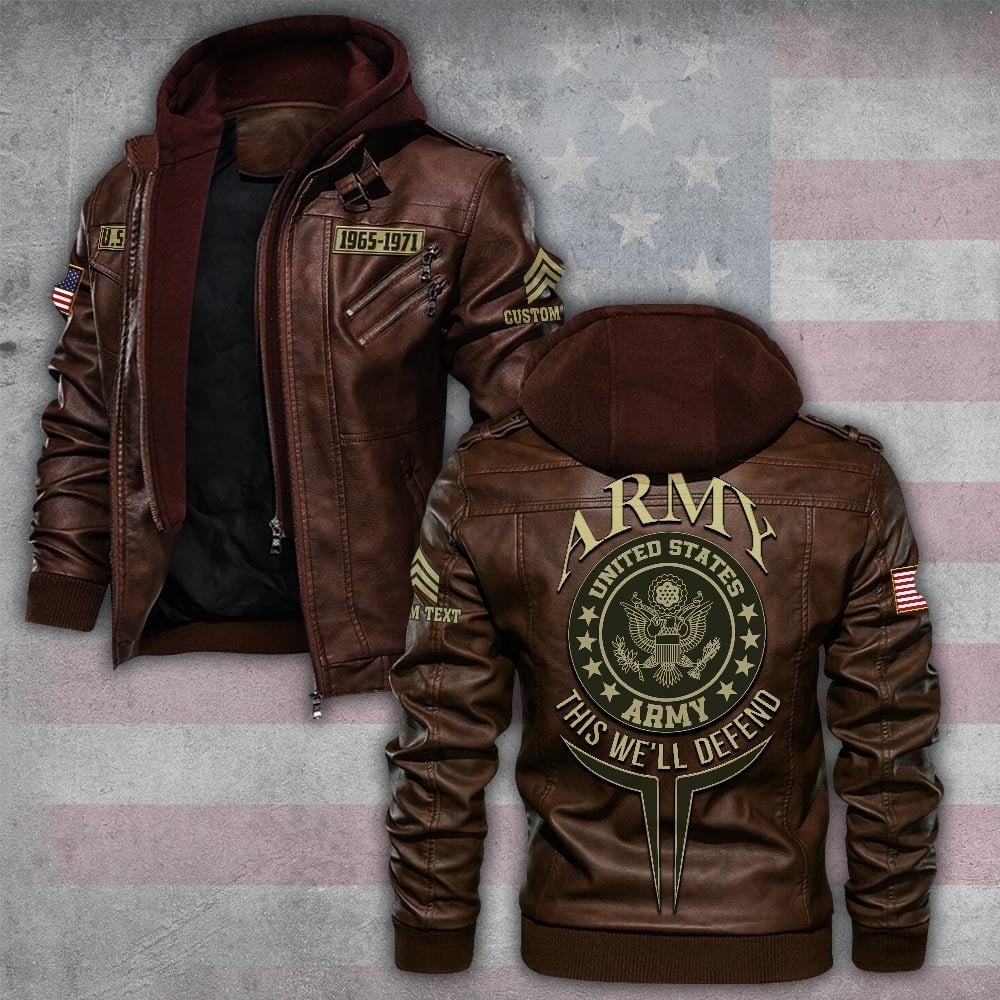 Premium Custom US Army Leather Jacket VPVC702266, Gifts For Army Veteran, Gifts On Father's Day, Veterans Day.