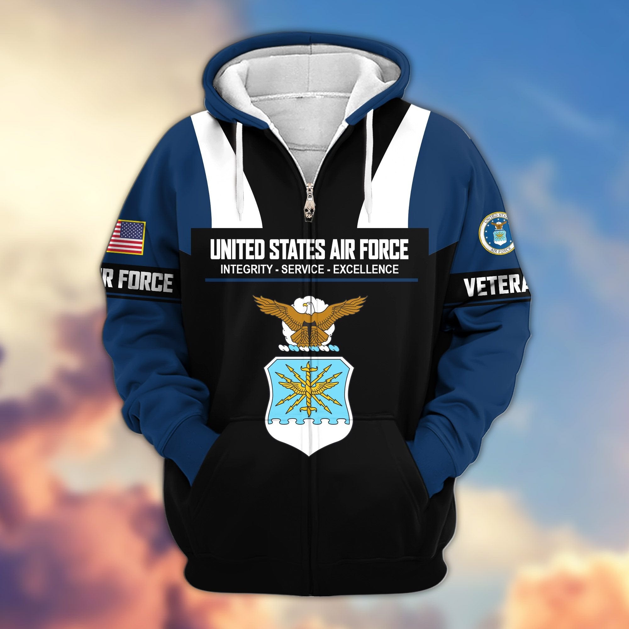 Premium US Veterans Zip Hoodie ATTN030921, Gifts For US Veterans, Gifts On Father's Day, Veterans Day.