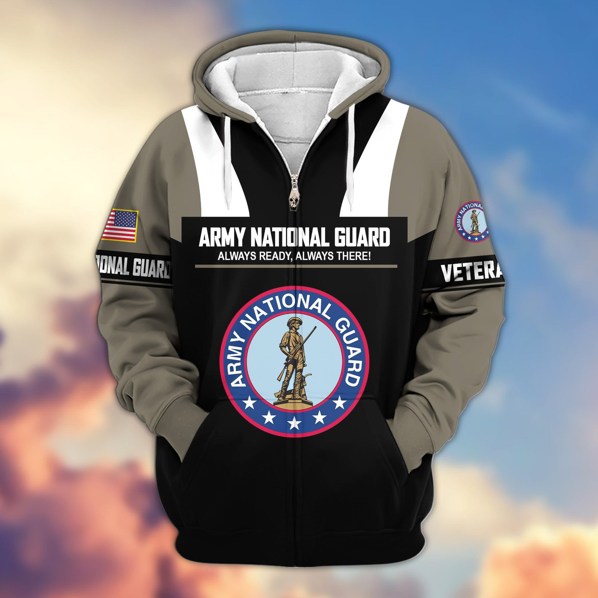 Premium US Veterans Zip Hoodie ATTN030921, Gifts For US Veterans, Gifts On Father's Day, Veterans Day.
