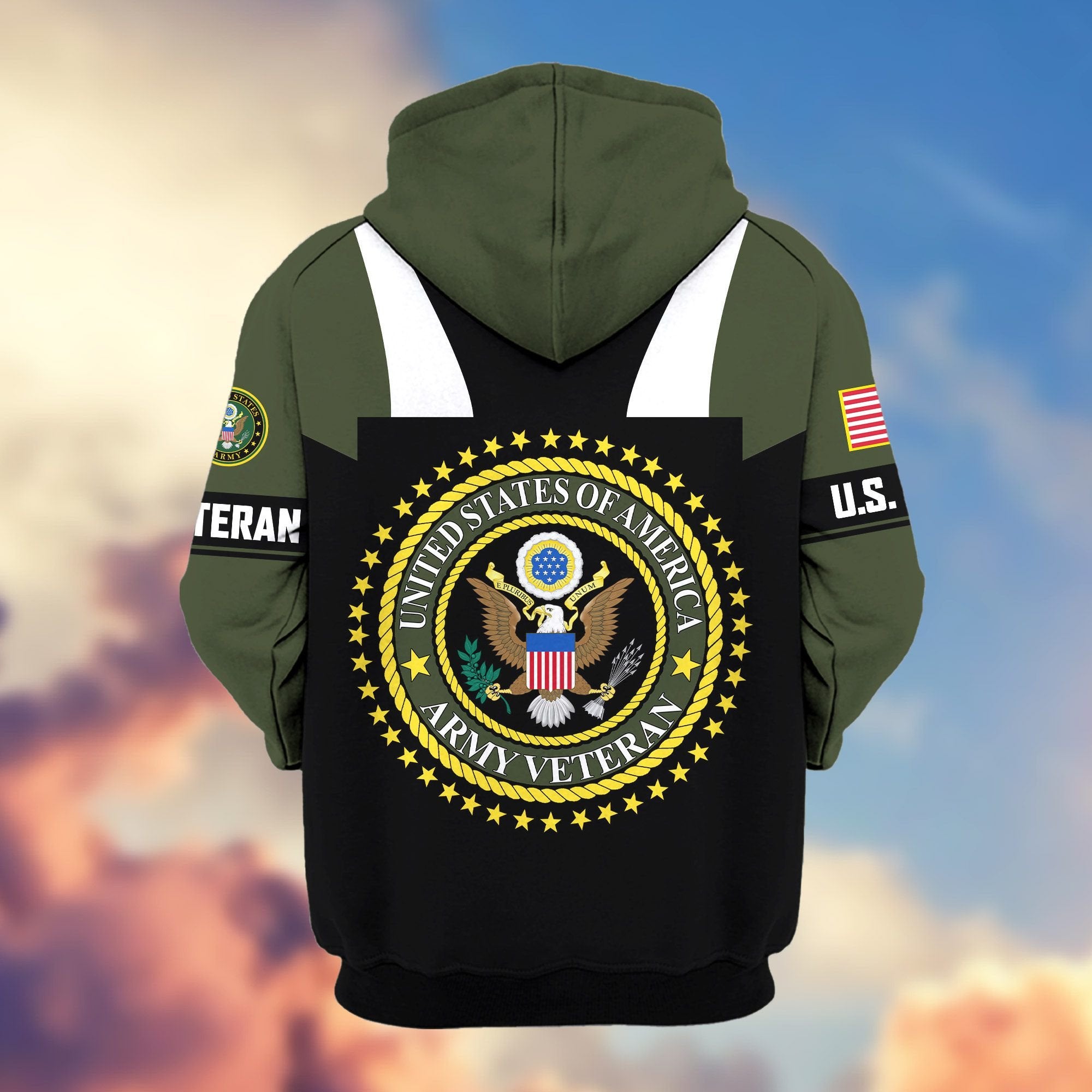 Premium US Veterans Zip Hoodie ATTN030921, Gifts For US Veterans, Gifts On Father's Day, Veterans Day.