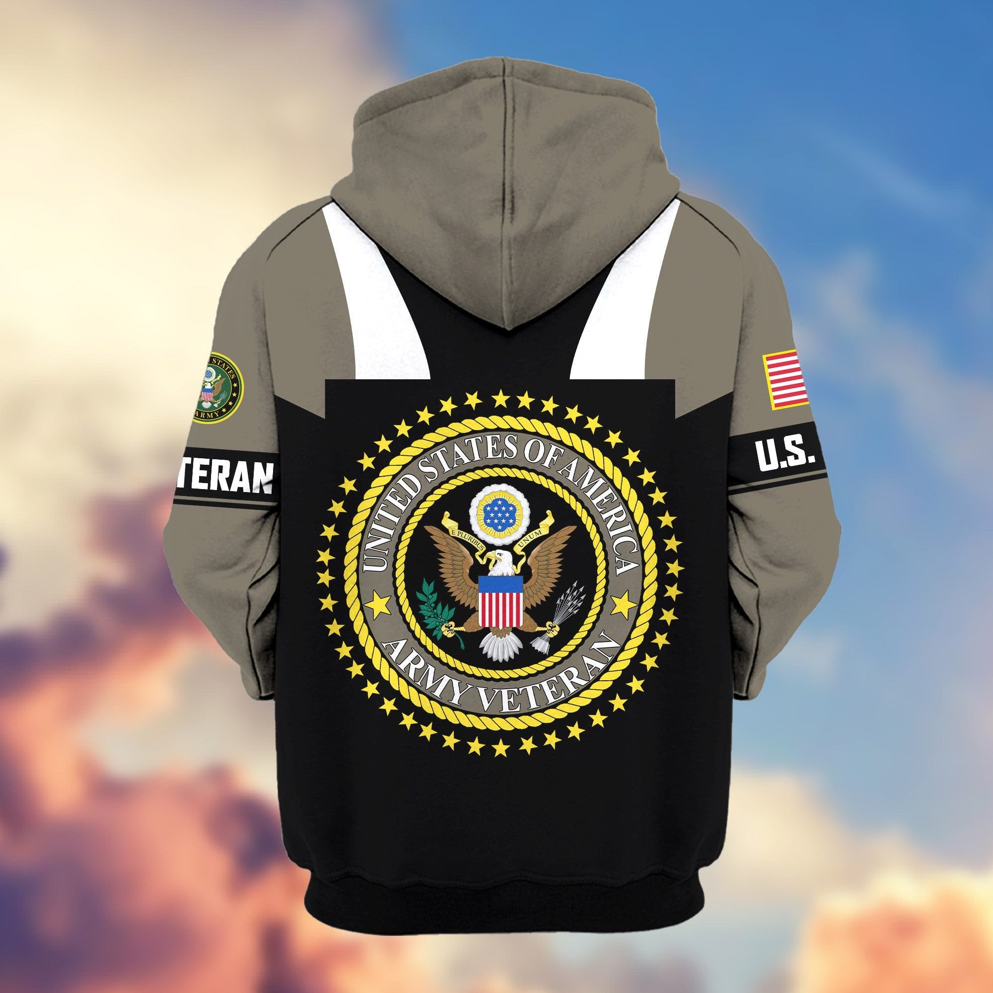 Premium US Veterans Zip Hoodie ATTN030921, Gifts For US Veterans, Gifts On Father's Day, Veterans Day.