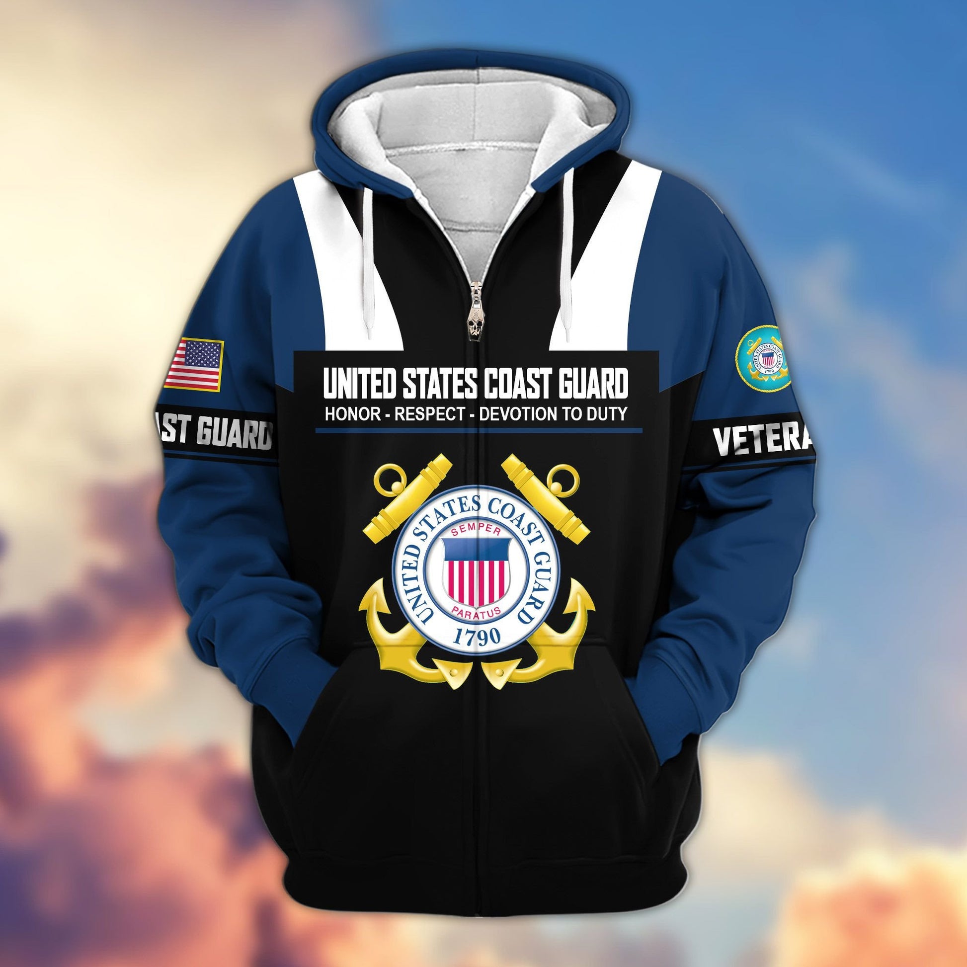 Premium US Veterans Zip Hoodie ATTN030921, Gifts For US Veterans, Gifts On Father's Day, Veterans Day.