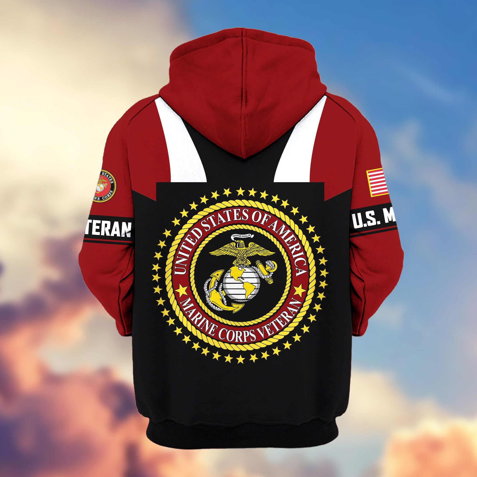 Premium US Veterans Zip Hoodie ATTN030921, Gifts For US Veterans, Gifts On Father's Day, Veterans Day.