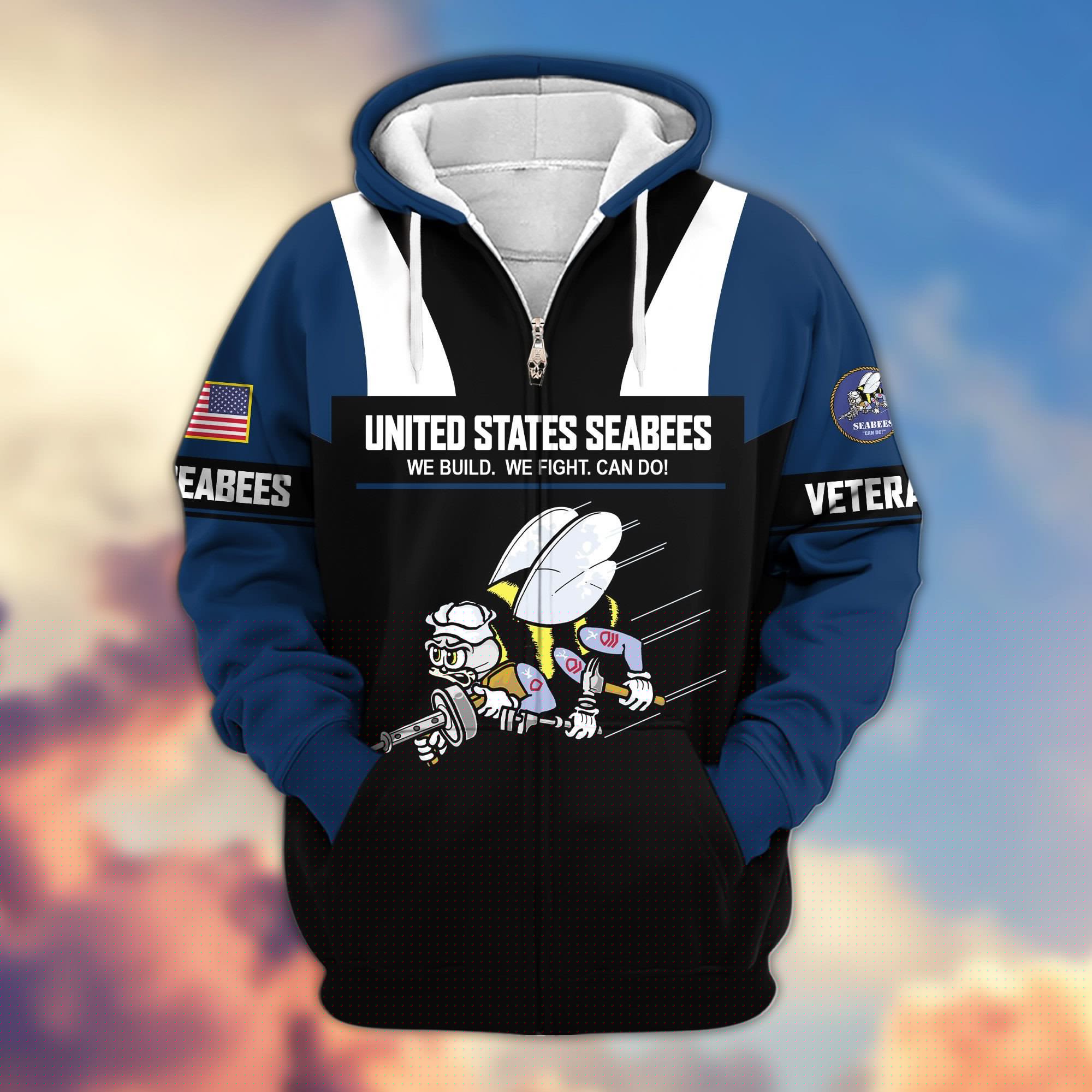 Premium US Veterans Zip Hoodie ATTN030921, Gifts For US Veterans, Gifts On Father's Day, Veterans Day.