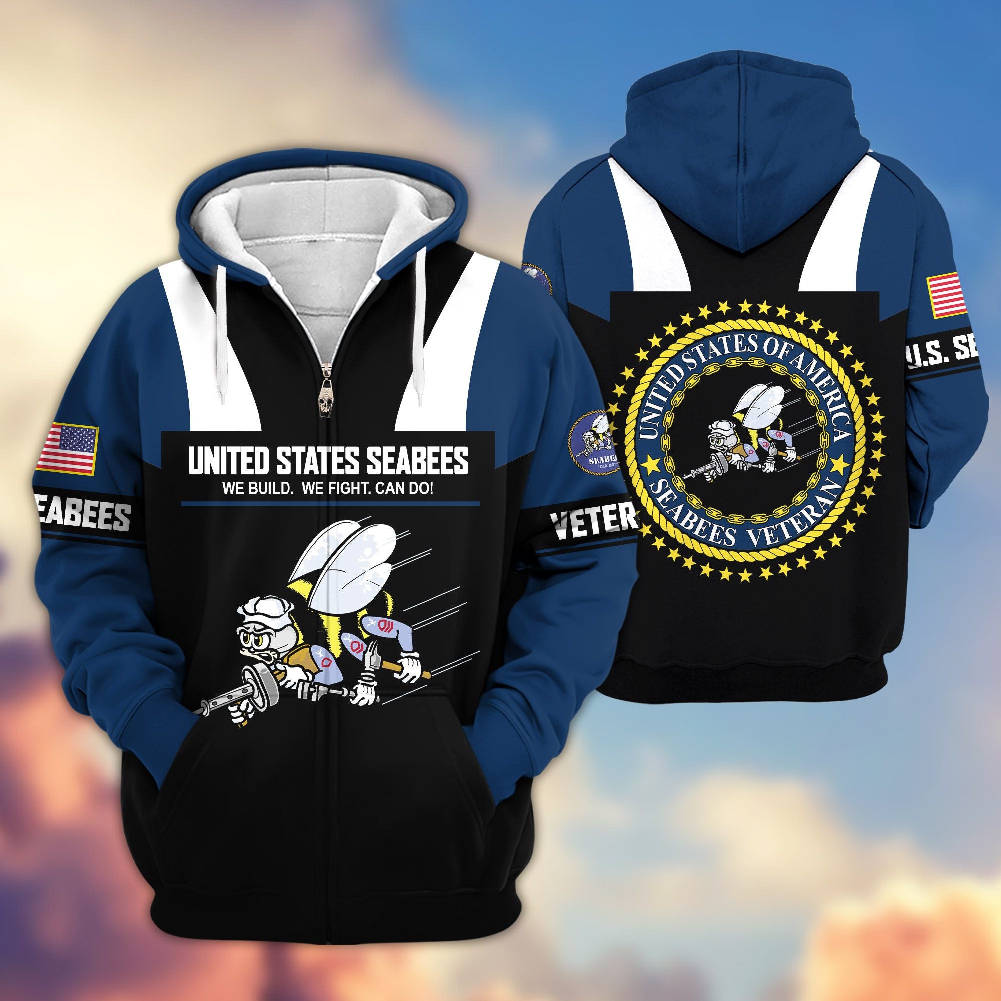 Premium US Veterans Zip Hoodie ATTN030921, Gifts For US Veterans, Gifts On Father's Day, Veterans Day.