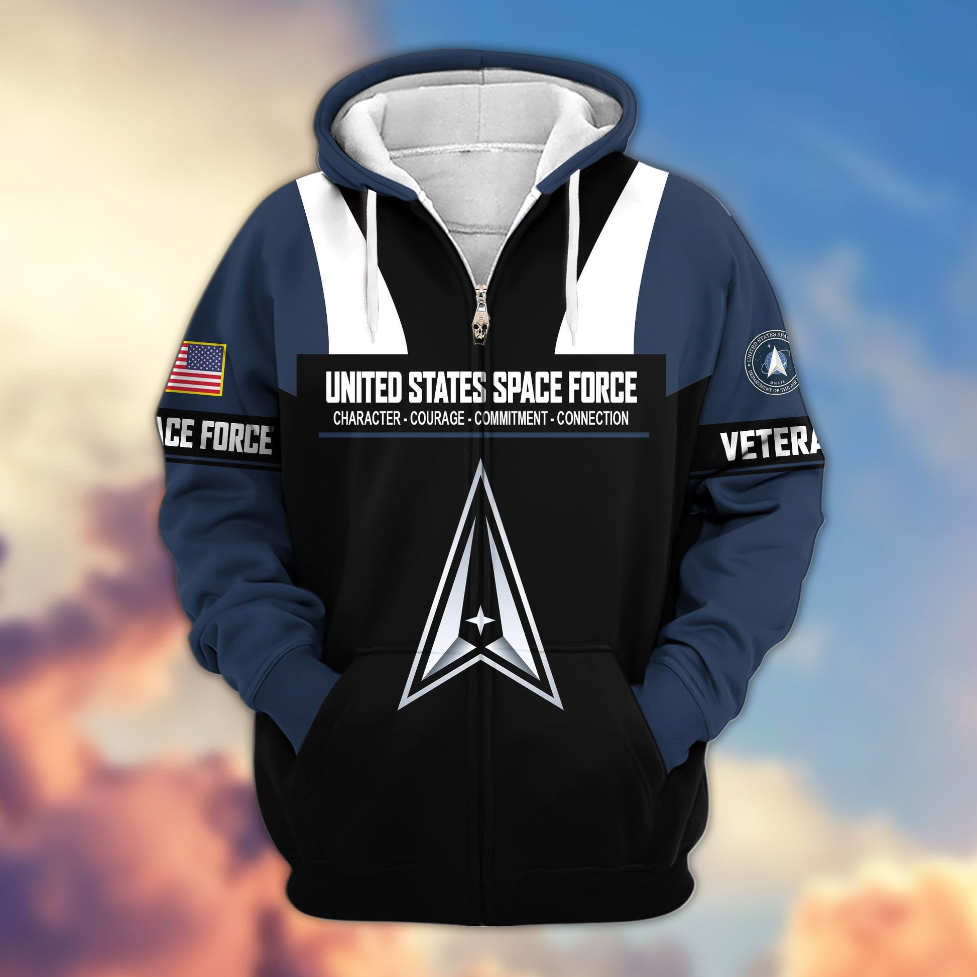 Premium US Veterans Zip Hoodie ATTN030921, Gifts For US Veterans, Gifts On Father's Day, Veterans Day.