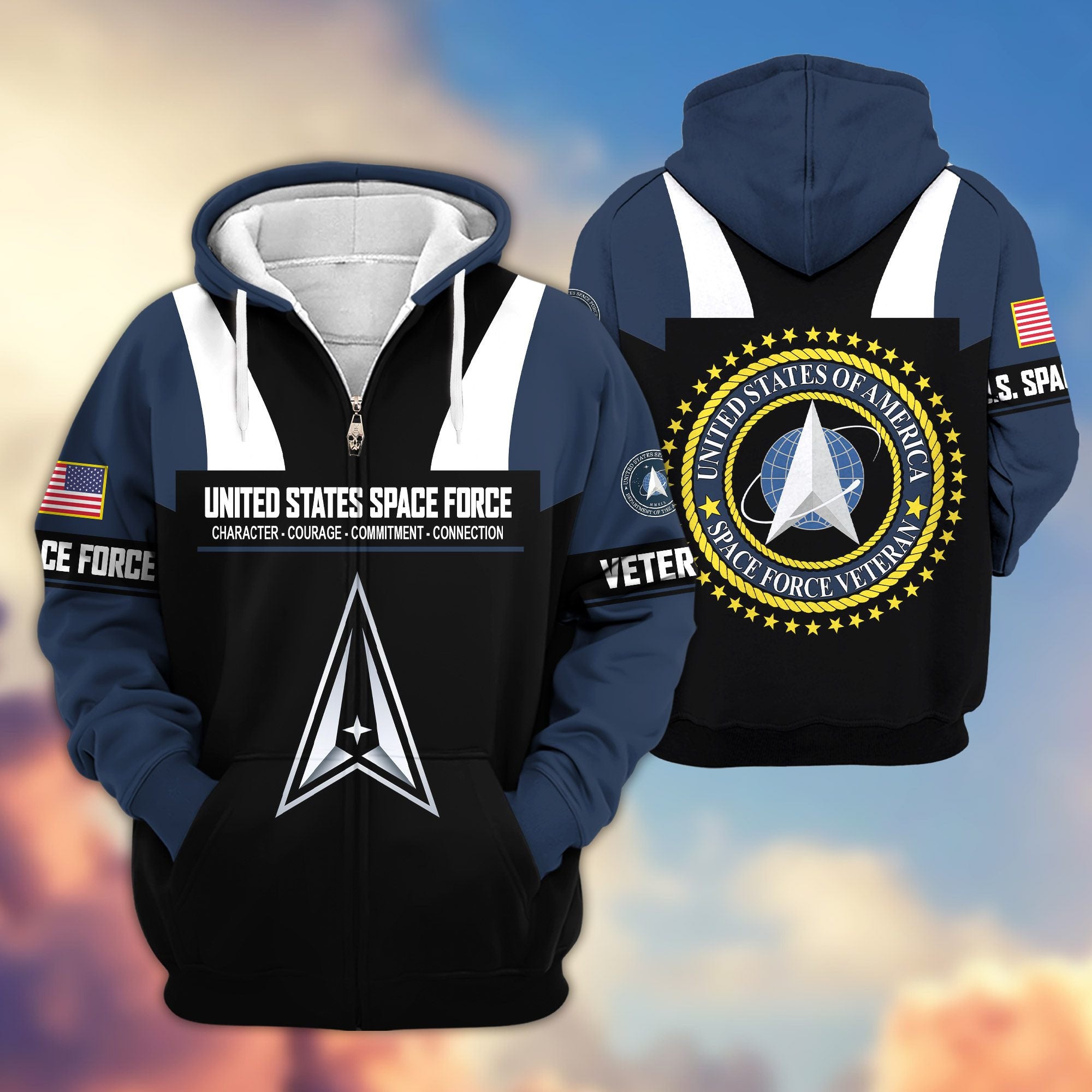 Premium US Veterans Zip Hoodie ATTN030921, Gifts For US Veterans, Gifts On Father's Day, Veterans Day.
