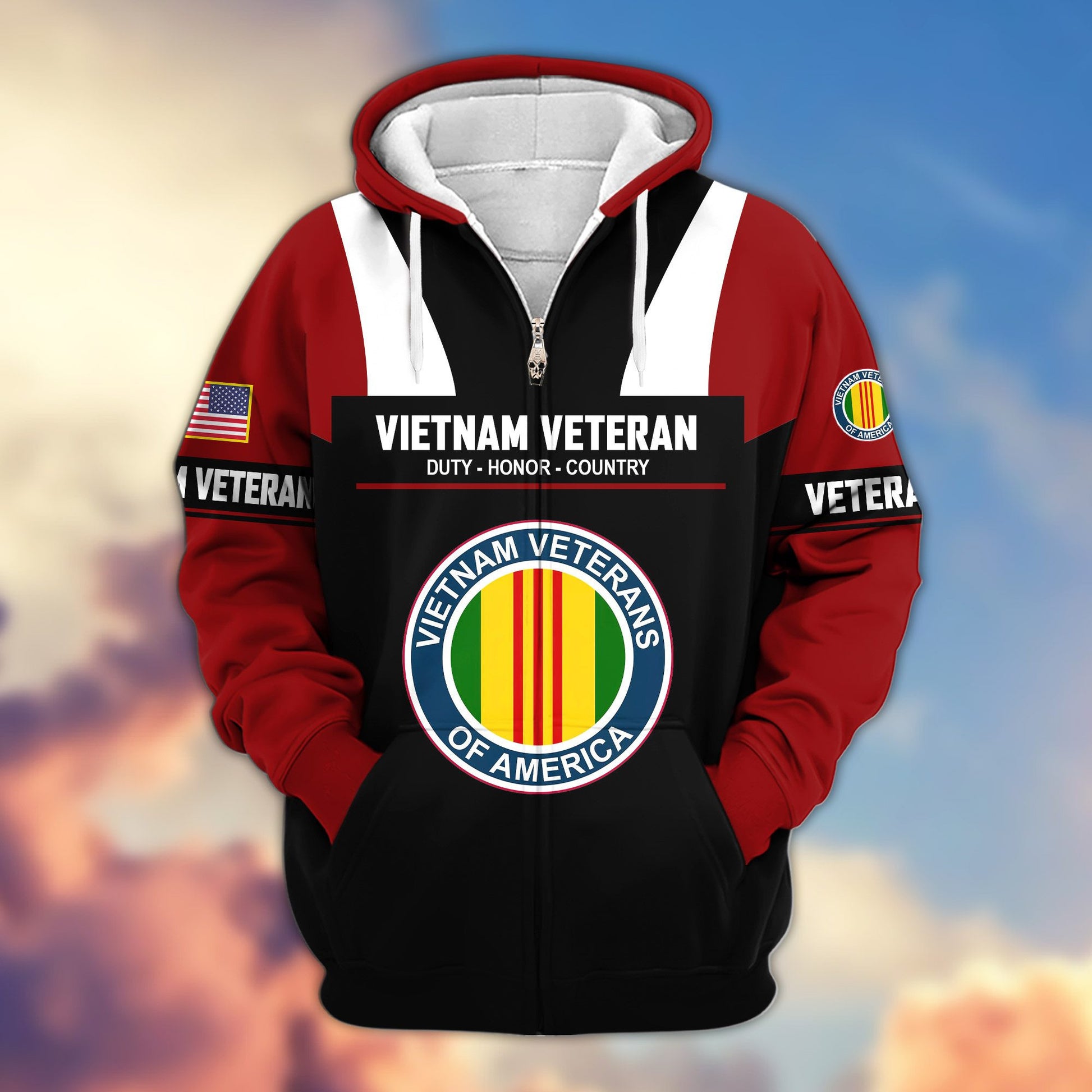 Premium US Veterans Zip Hoodie ATTN030921, Gifts For US Veterans, Gifts On Father's Day, Veterans Day.