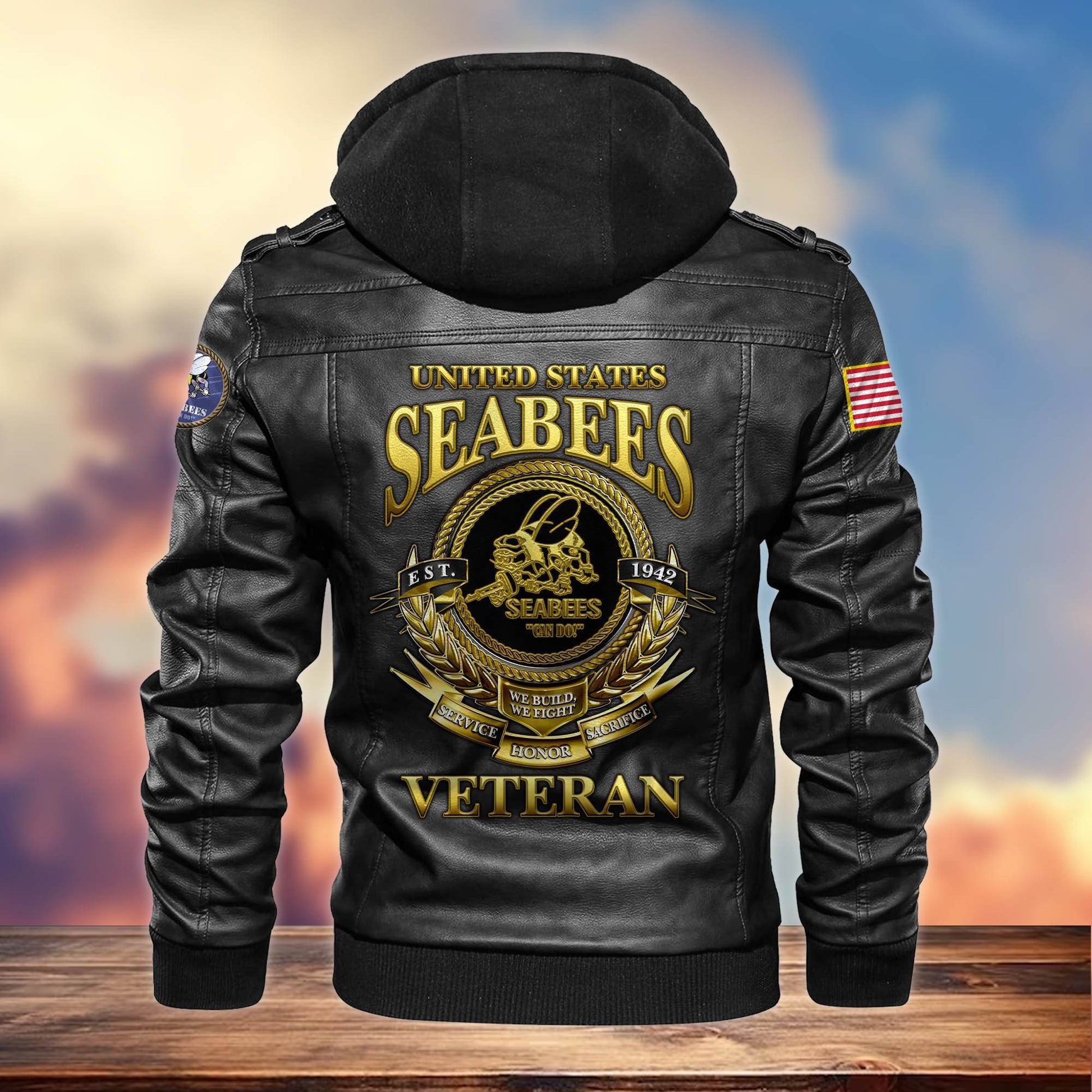 Premium US Veterans Leather Jacket BPHN040915, Gifts For US Veterans, Gifts For US Veterans, Gifts On Father's Day, Veterans Day