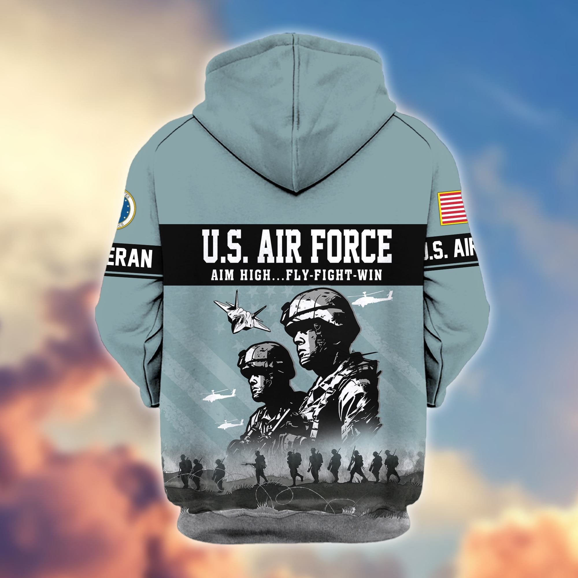 Premium US Veterans Zip Hoodie BPHN170911, Gifts For US Veterans, Gifts On Father's Day, Veterans Day.