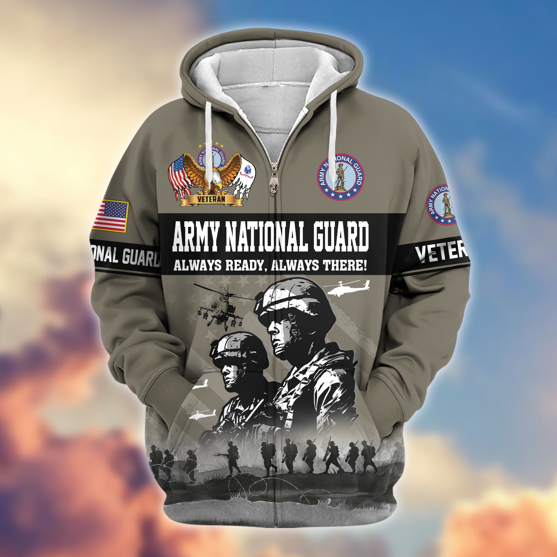 Premium US Veterans Zip Hoodie BPHN170911, Gifts For US Veterans, Gifts On Father's Day, Veterans Day.