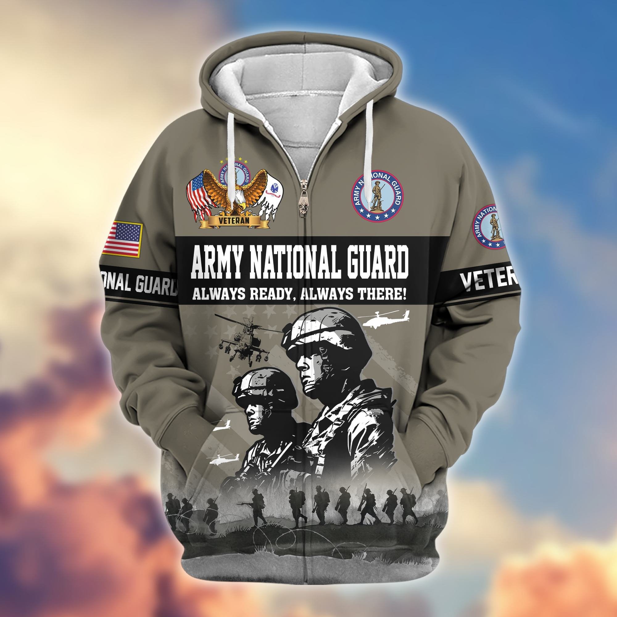 Premium US Veterans Zip Hoodie BPHN170911, Gifts For US Veterans, Gifts On Father's Day, Veterans Day.