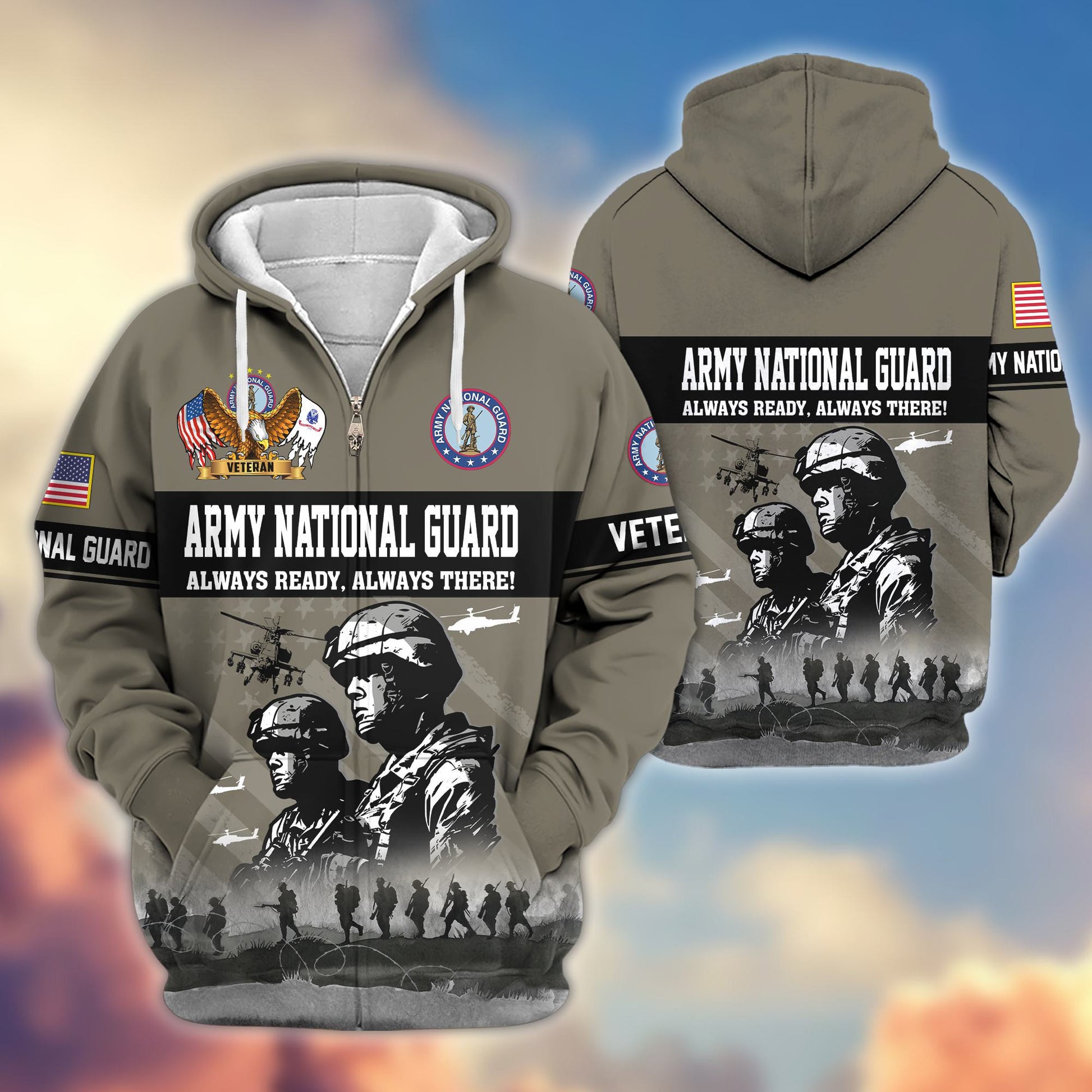 Premium US Veterans Zip Hoodie BPHN170911, Gifts For US Veterans, Gifts On Father's Day, Veterans Day.