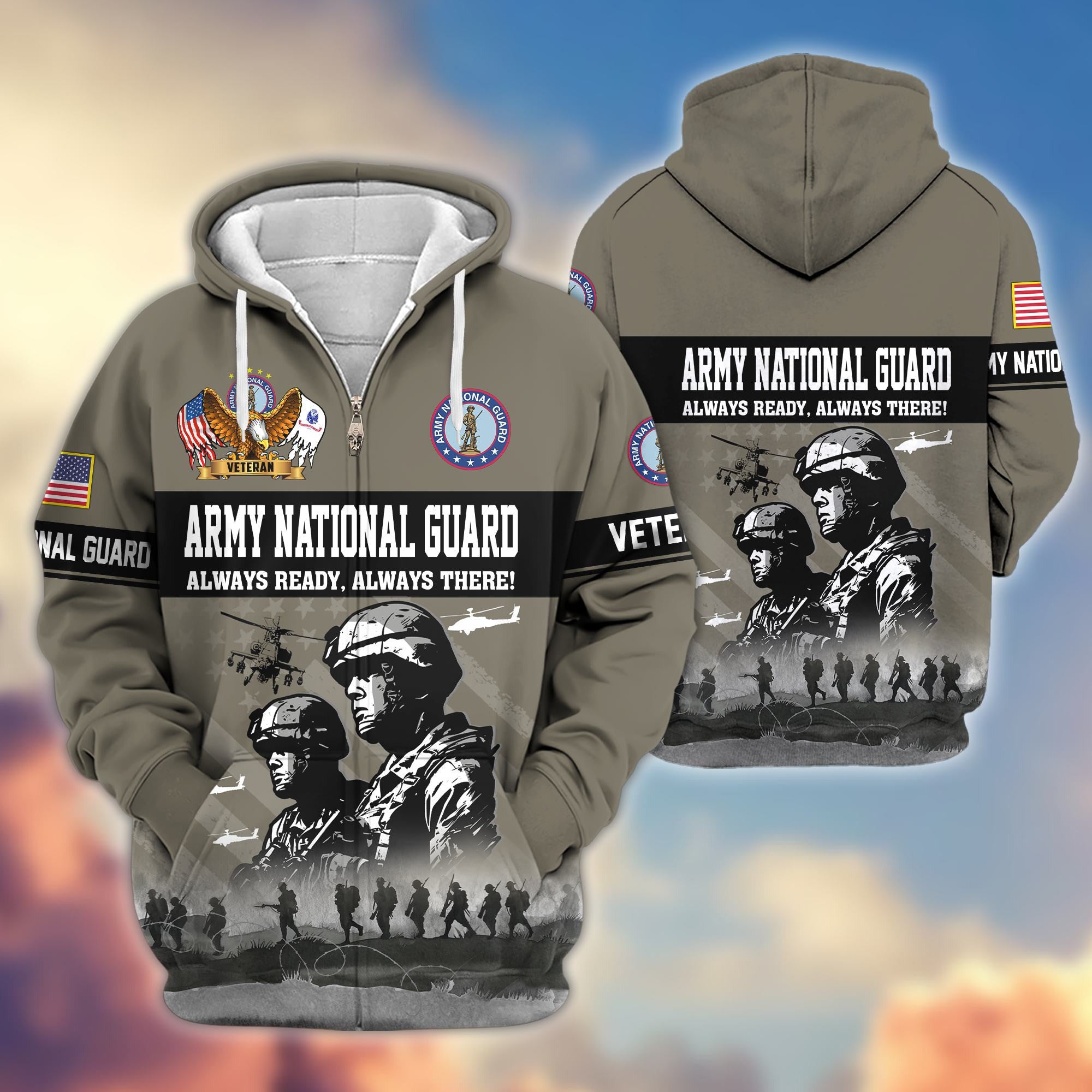 Premium US Veterans Zip Hoodie BPHN170911, Gifts For US Veterans, Gifts On Father's Day, Veterans Day.