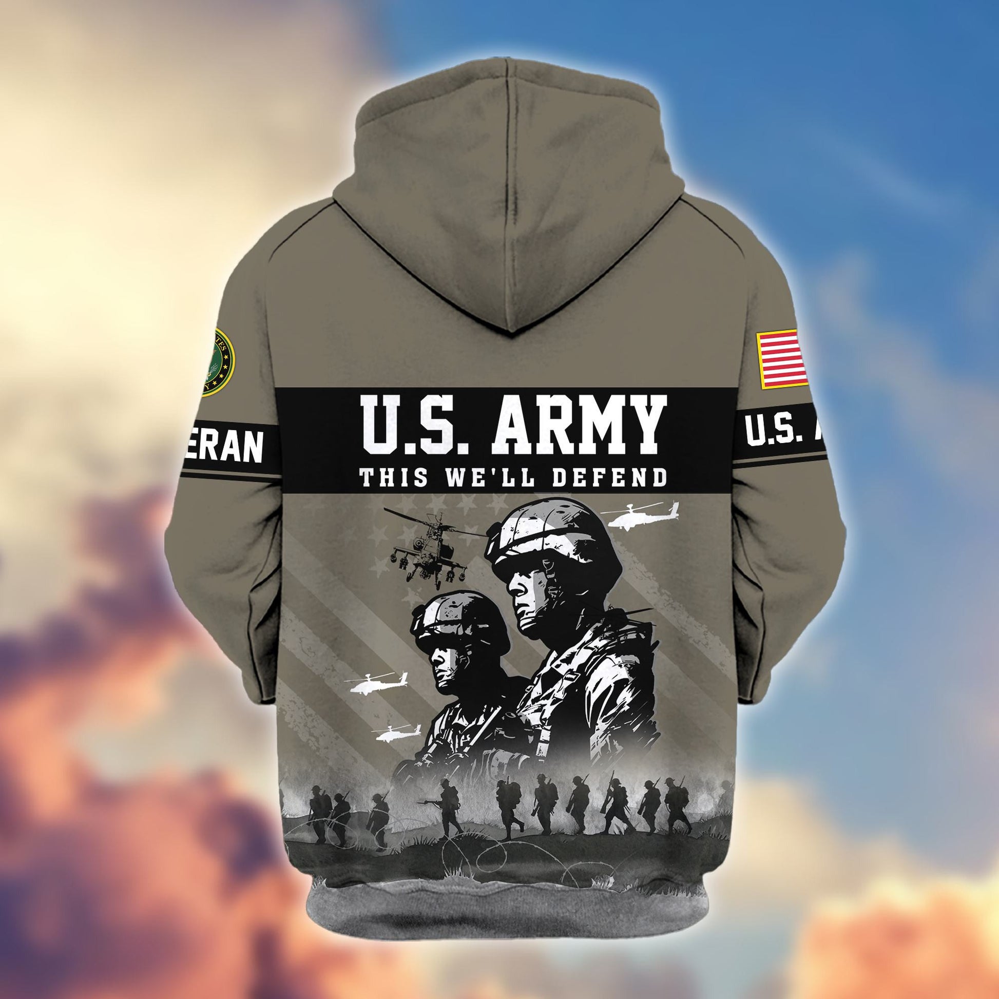 Premium US Veterans Zip Hoodie BPHN170911, Gifts For US Veterans, Gifts On Father's Day, Veterans Day.