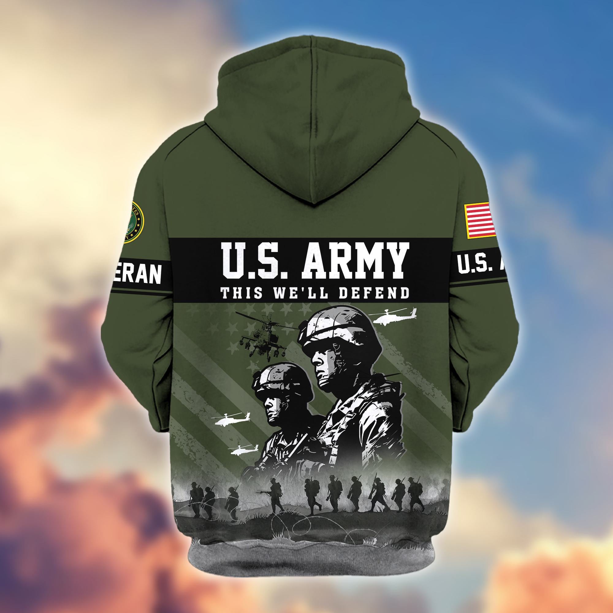 Premium US Veterans Zip Hoodie BPHN170911, Gifts For US Veterans, Gifts On Father's Day, Veterans Day.